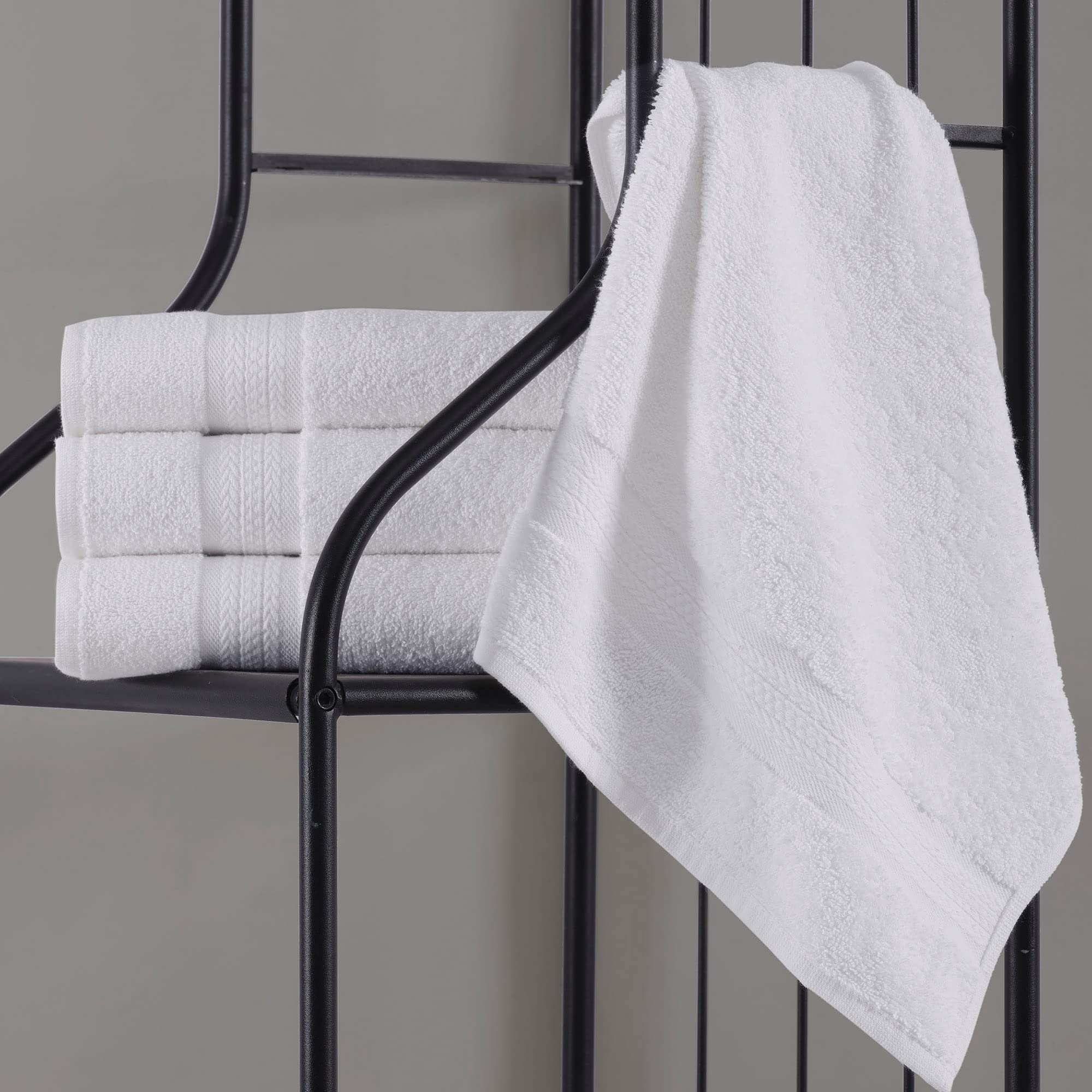 REGAL RUBY Quick-Dry 4 Pieces White Hand Towel -Bath Linen Set - Highly Absorbent 100% Turkish Cotton -Hand Towel for Bathroom Guests Pool Gym Camp Travel College Dorm Shower
