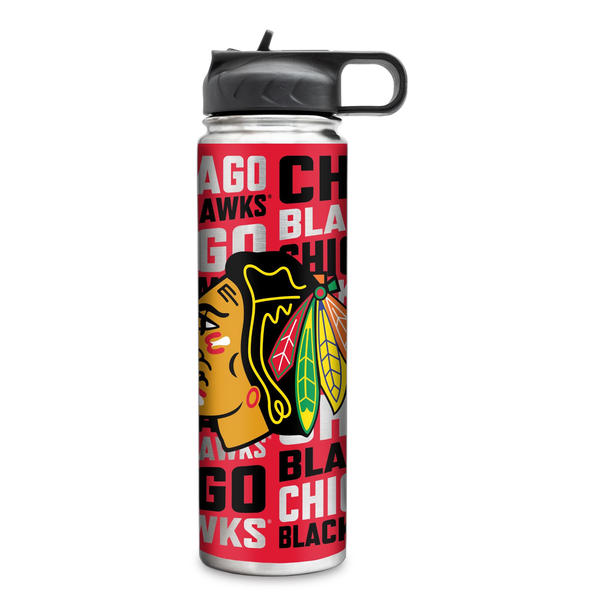 Rico Industries NHL Hockey Chicago Blackhawks 22oz Stainless Steel Tumbler with Lid - Great For Coffee, Tea, Water or Cocktails