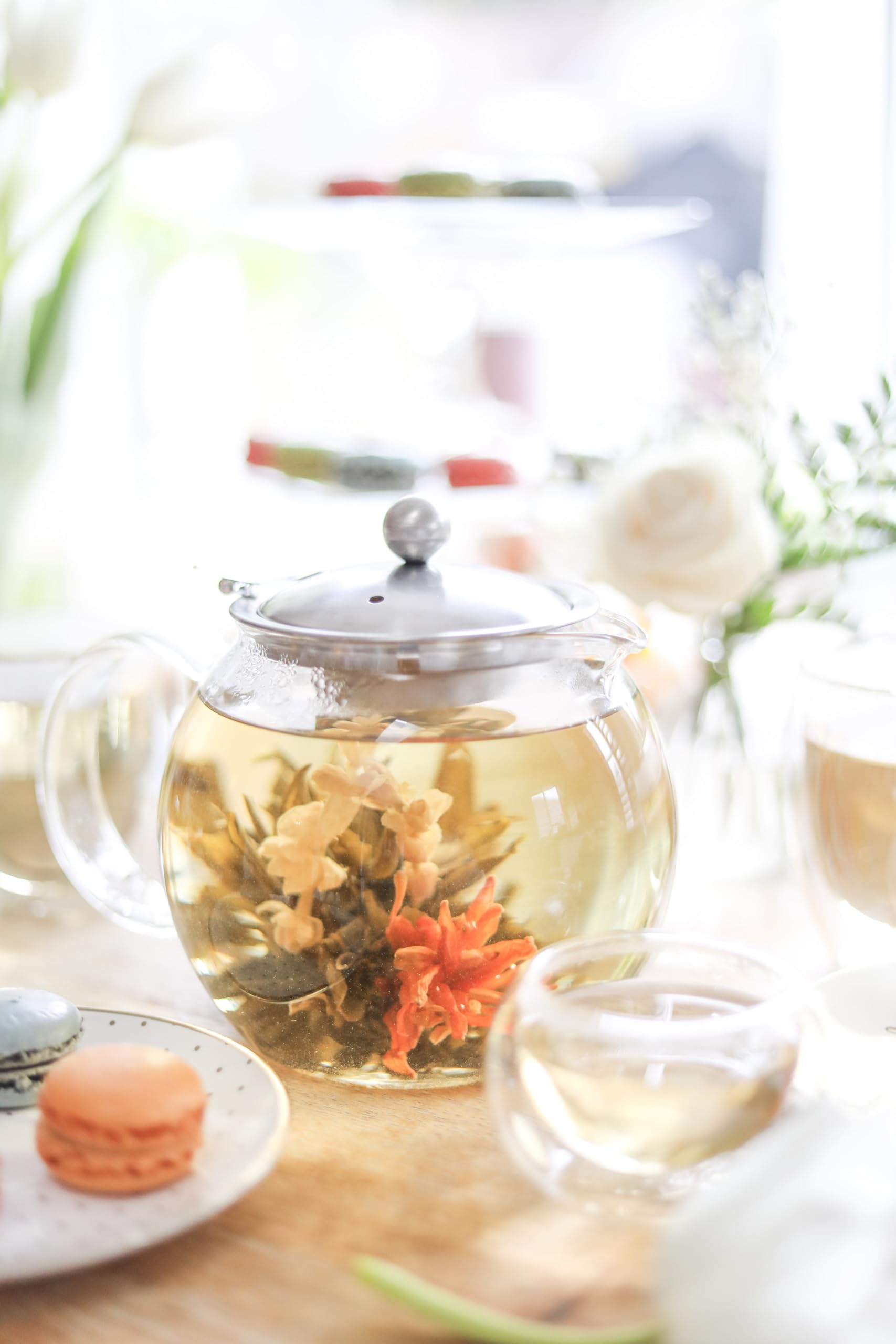 Teabloom All-In-One Glass Teapot And Tea Kettle - Heatproof Borosilicate Glass Tea Maker With Removable Stainless Steel Loose Te