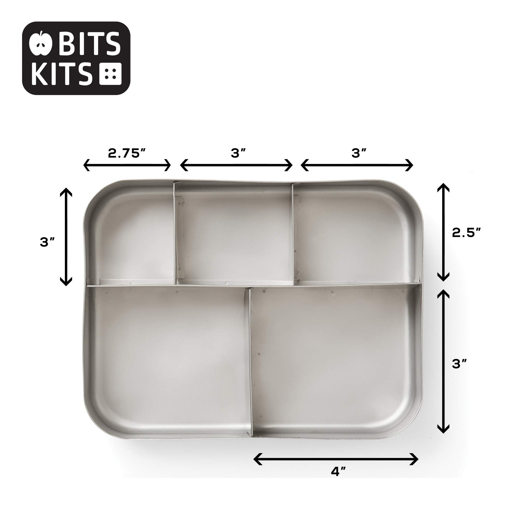 Bits Kits Stainless Steel Bento Box Lunch And Snack Container For Kids And Adults, 5 Sections