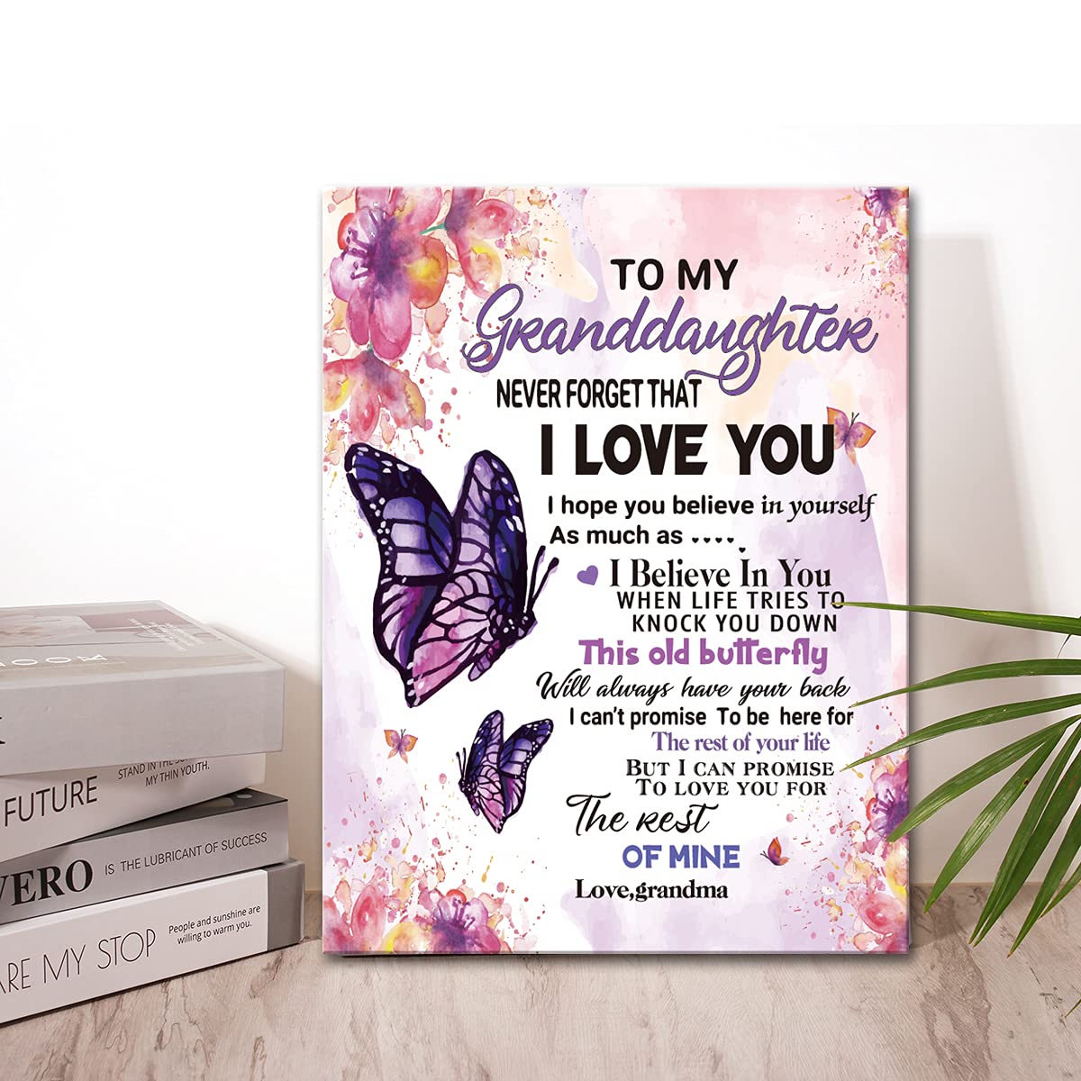 To My Granddaughter Saying-Hangable Canvas Poem Prints Framed Poster Wall Art For Granddaughter From Grandma-Meaningful Granddau