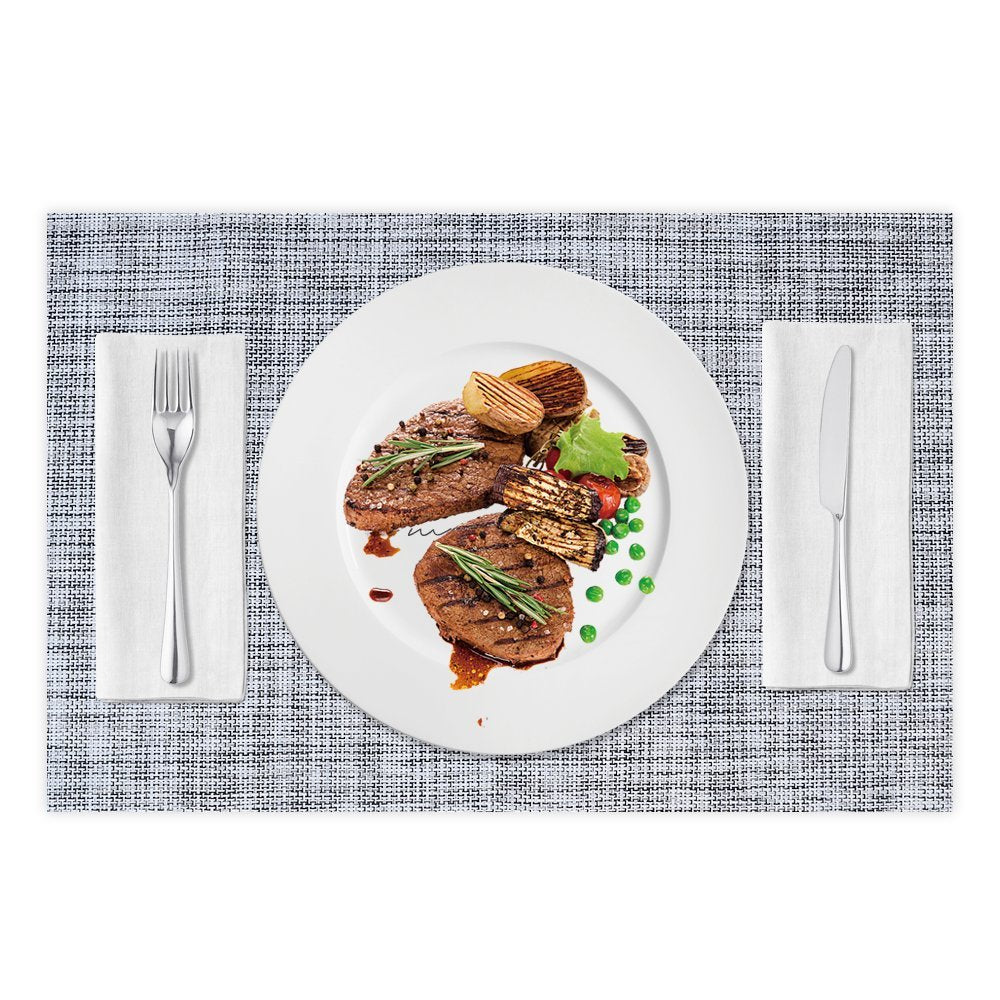 Homedge Pvc Placemat, 4 Pcs Of Non-Slip Heat Resistant Place Mats, Washable Vinyl Placemats, Set Of 4 - Gray