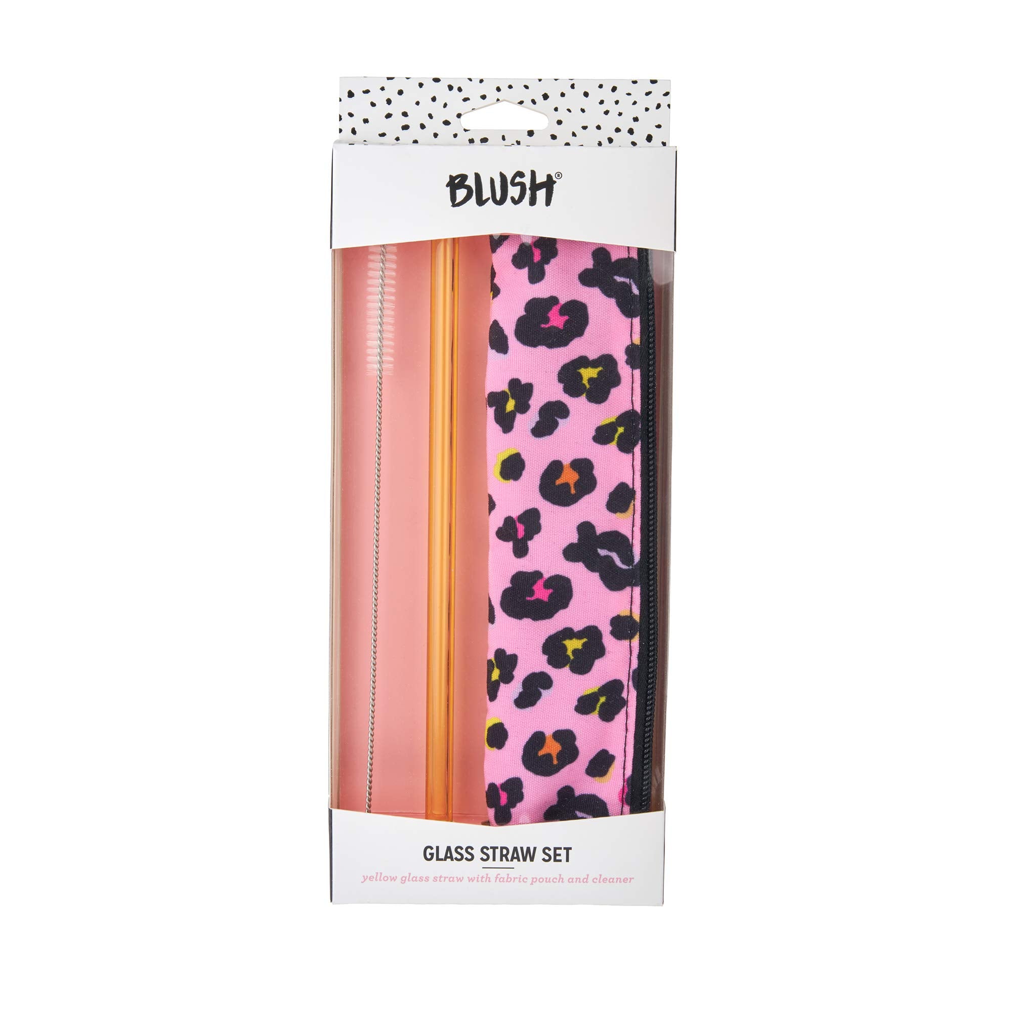 Blush Electric Animal Glass Straw Set, One Size, Pink