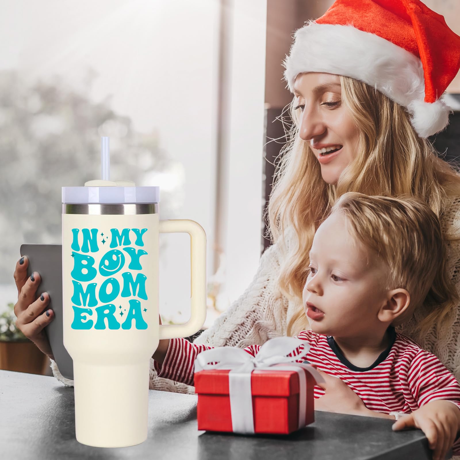 Boy Mom Cup Tumblers Gifts.40oz In My Boy Mom Era Tumbler with Handle.40oz Birthday Christmas Mothers Day Gifts for boy mom.