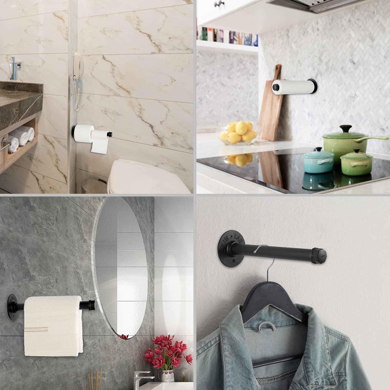 Sumnacon 2Pcs 10 Inch Industrial Pipe Clothing Rack Bars - Heavy Duty Rustic Coat Hangers With Screws, Wall Mounted Metal Garmen