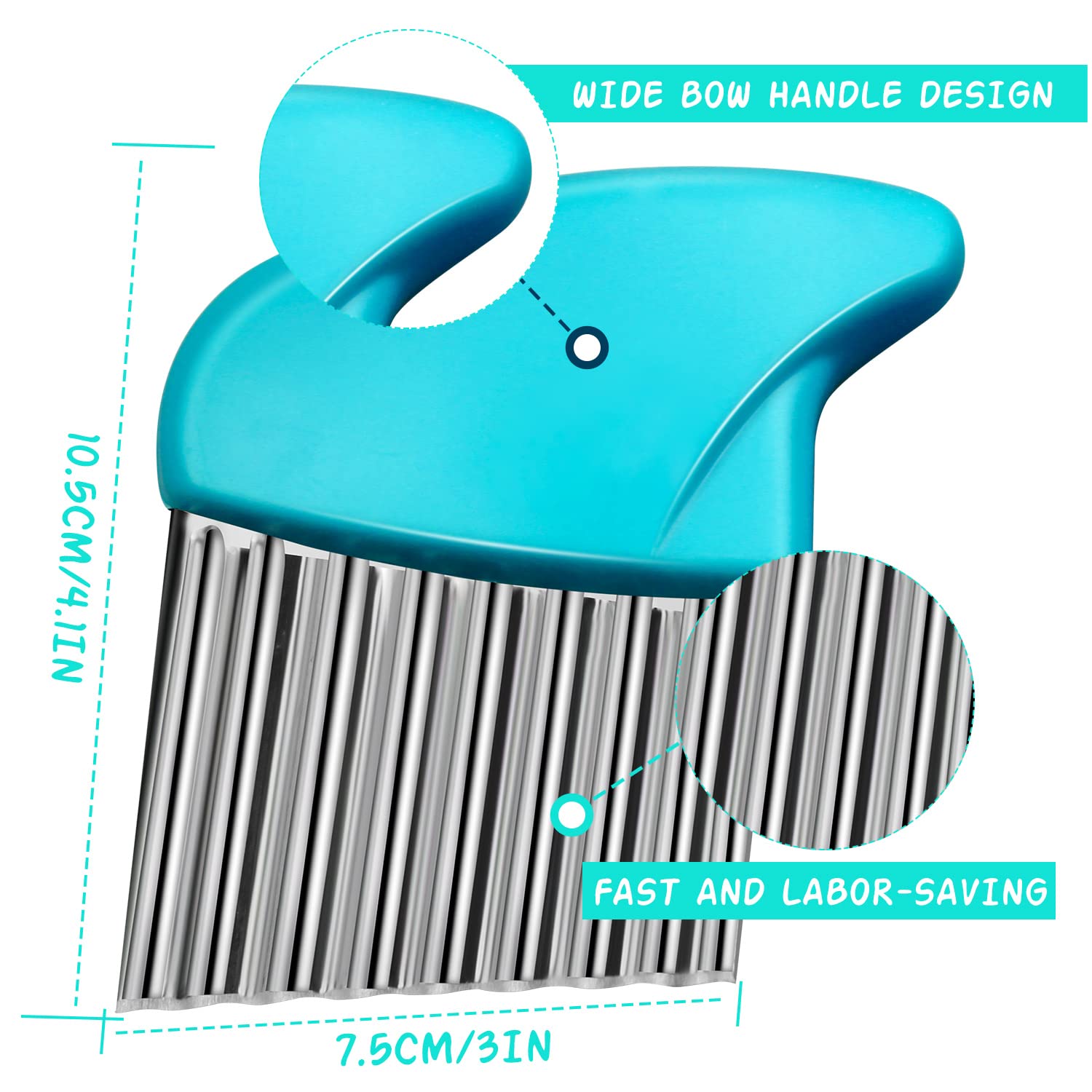 2Pcs Crinkle Cutter Stainless Steel Crinkle Chopper French Fry Slicer Wavy Potato Soap Cutting Tool Crinkle Cutters For Potatoes