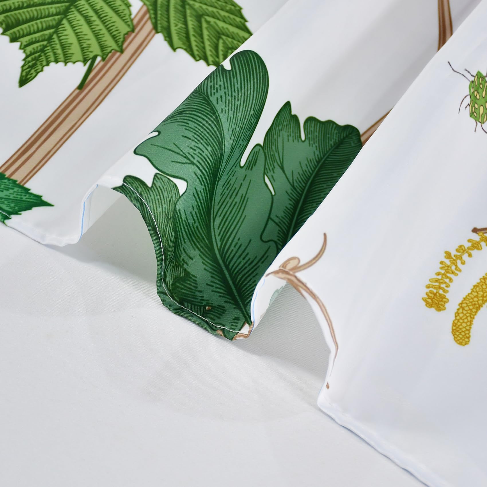 Yanutan Birds With Green Plants Shower Curtain, Animals Green Leaves White Shower Curtain Set For Bathroom, Lively Birds Fabric