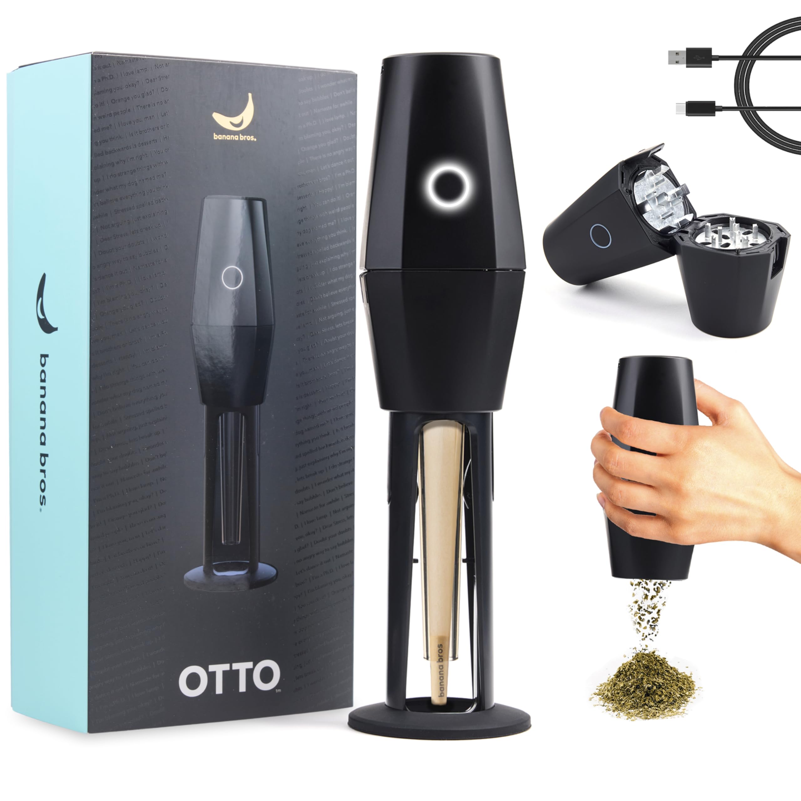 Electric Smart Herb and Spice Grinder - OTTO by Banana Bros with Pollen Catcher