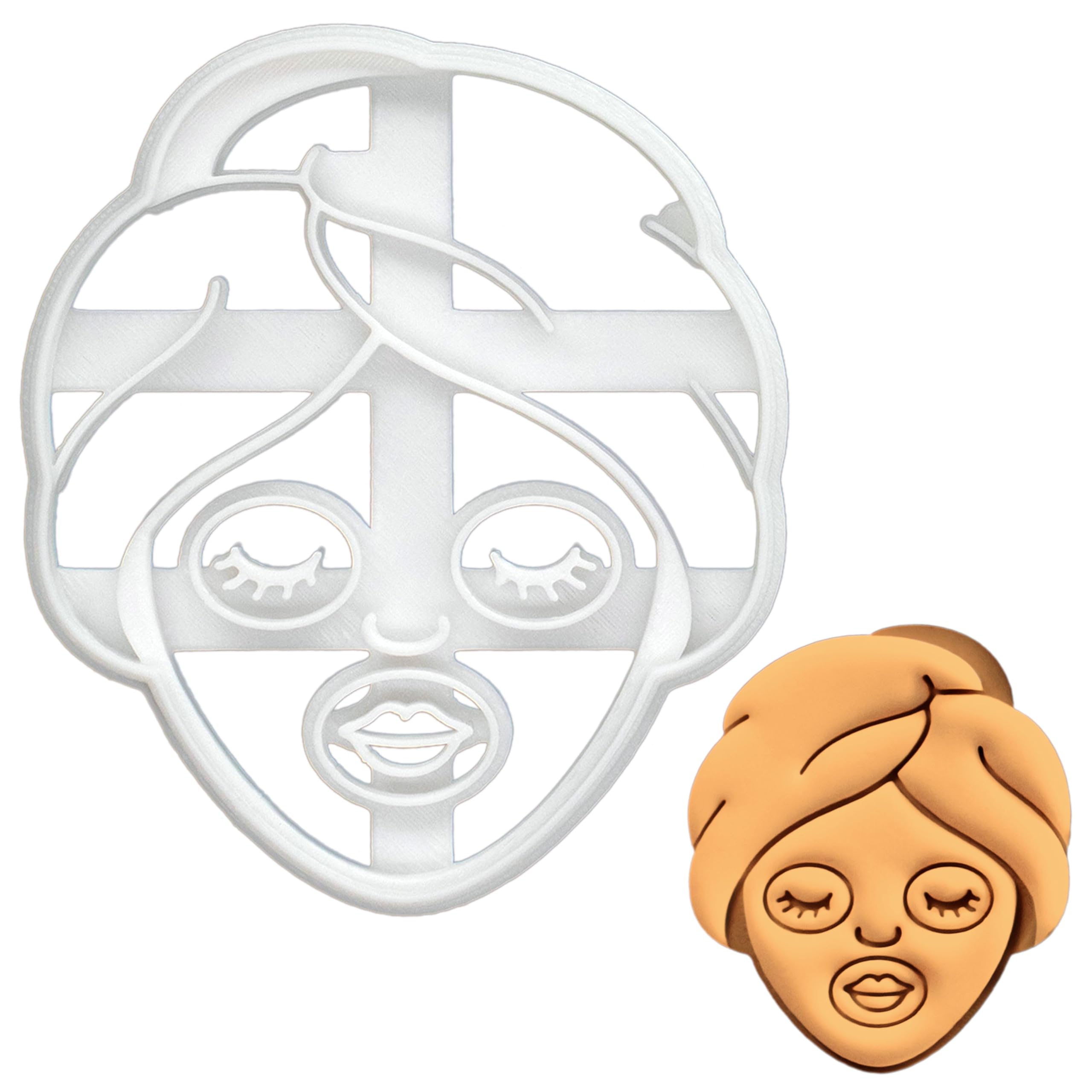 BAKERLOGY Spa Facial Mask Cookie Cutter - Detailed Biscuit Cutter Design for Baking and Crafts, ideal on fondant, dough, clay