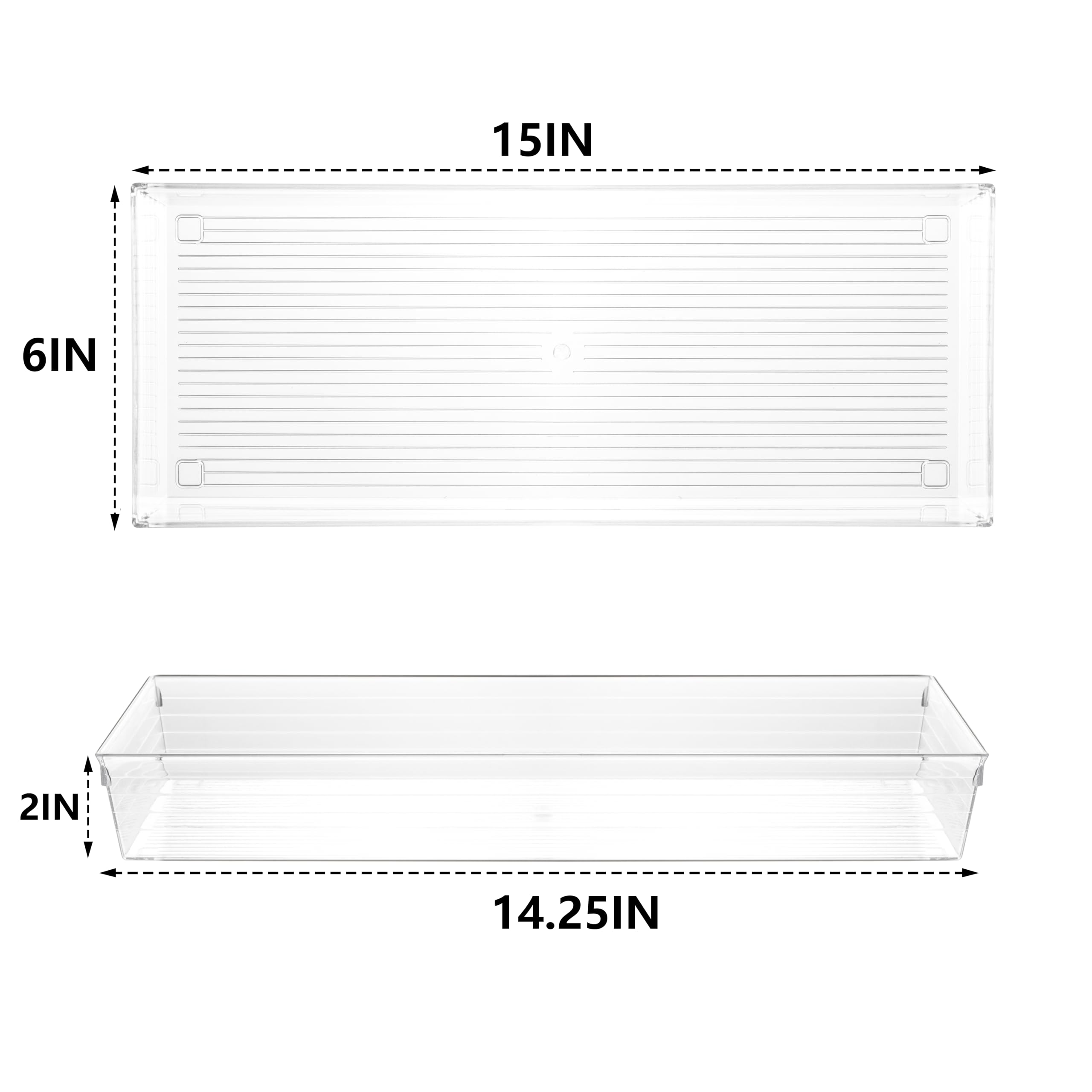 Backerysupply 4 Pack Storage Bins For Bathroom Cosmetic Makeup Vanity Clear Plastic Desk Drawer Organizers Tray Kitchen Utensils