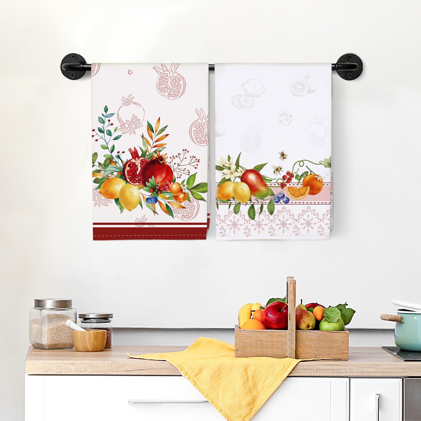 Arquiel Spring Summer Fruit Kitchen Towel 100% Cotton Quick Dry Dish Towels 20 X 27.5Inch, Dishcloth Tea Towels For Housewarming