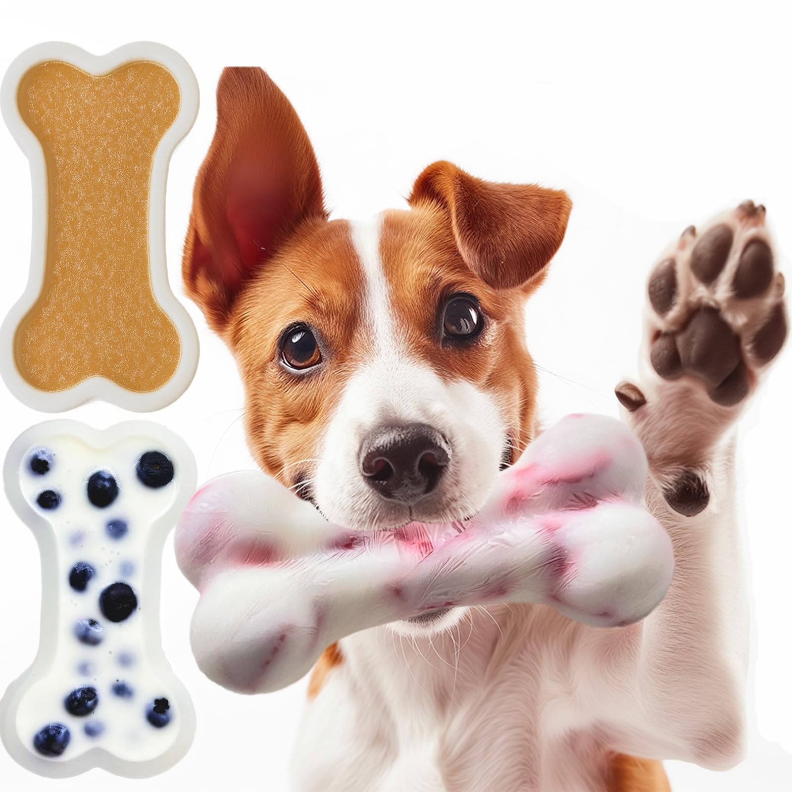 SIUPER Big Bone Shape Dog Treat Molds 2 Pack, DIY Flavors for All Size Dogs. Food Safe Silicone Large Bone Ice Cube Molds for Do