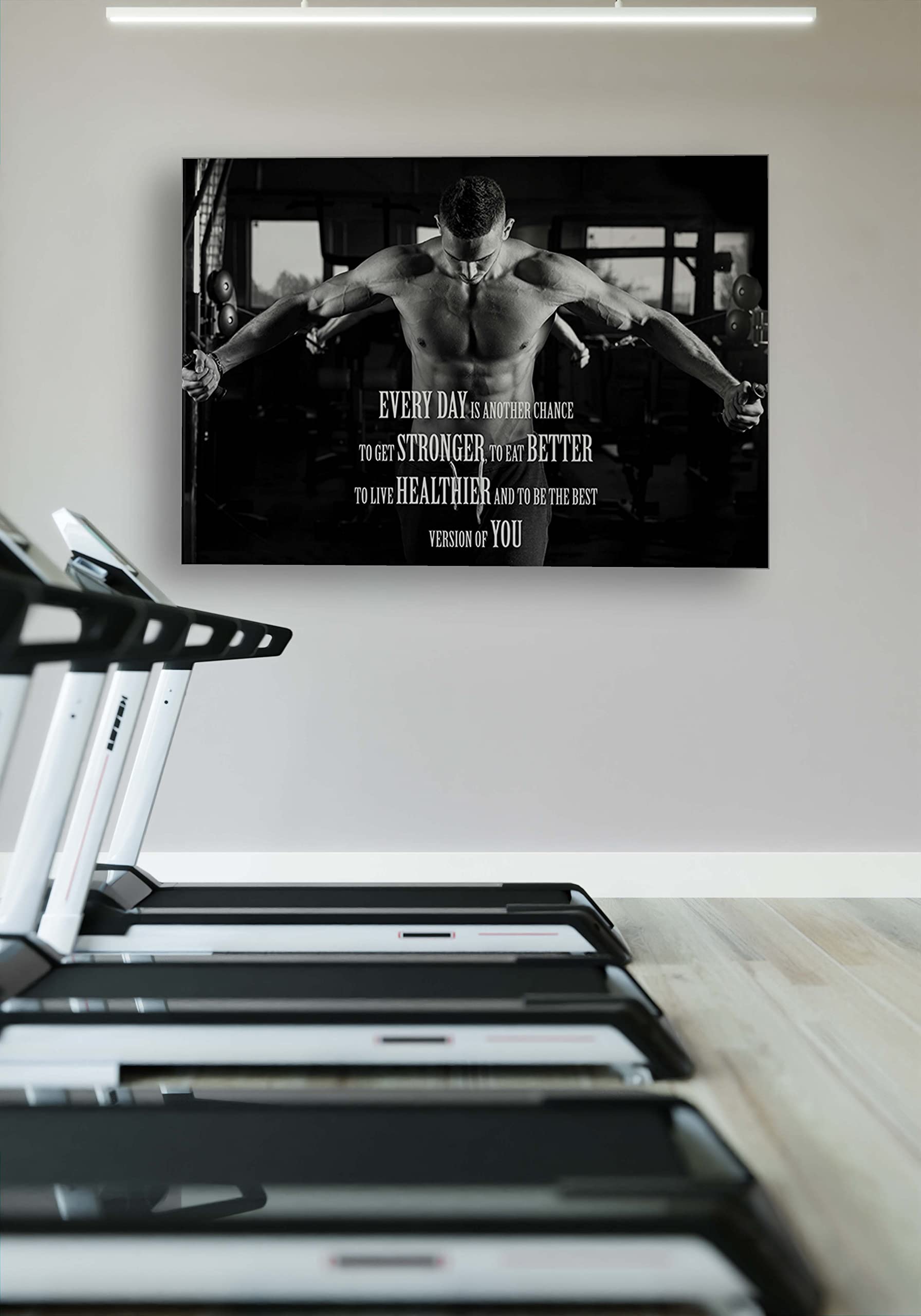 Ezposterprints - Bodybuilding Men Girl Fitness Workout Quotes Motivational Inspirational Muscle Gym Posters - Wall Art Print For