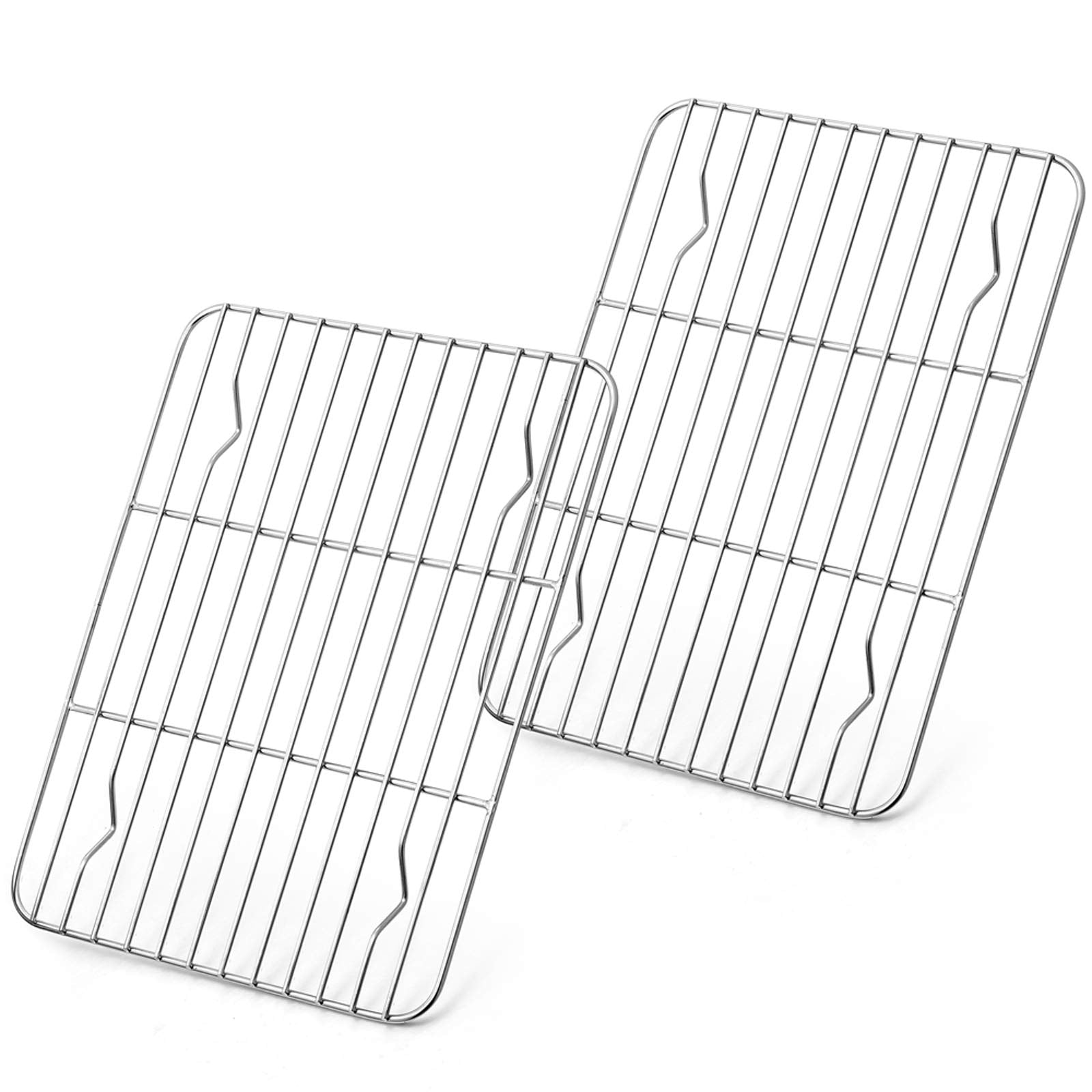 E-Far Small Baking Rack Set Of 2, Stainless Steel Metal Roasting Cooking Racks, Size - 8.6''X6.2'', Non Toxic & Rust Free, Fit F