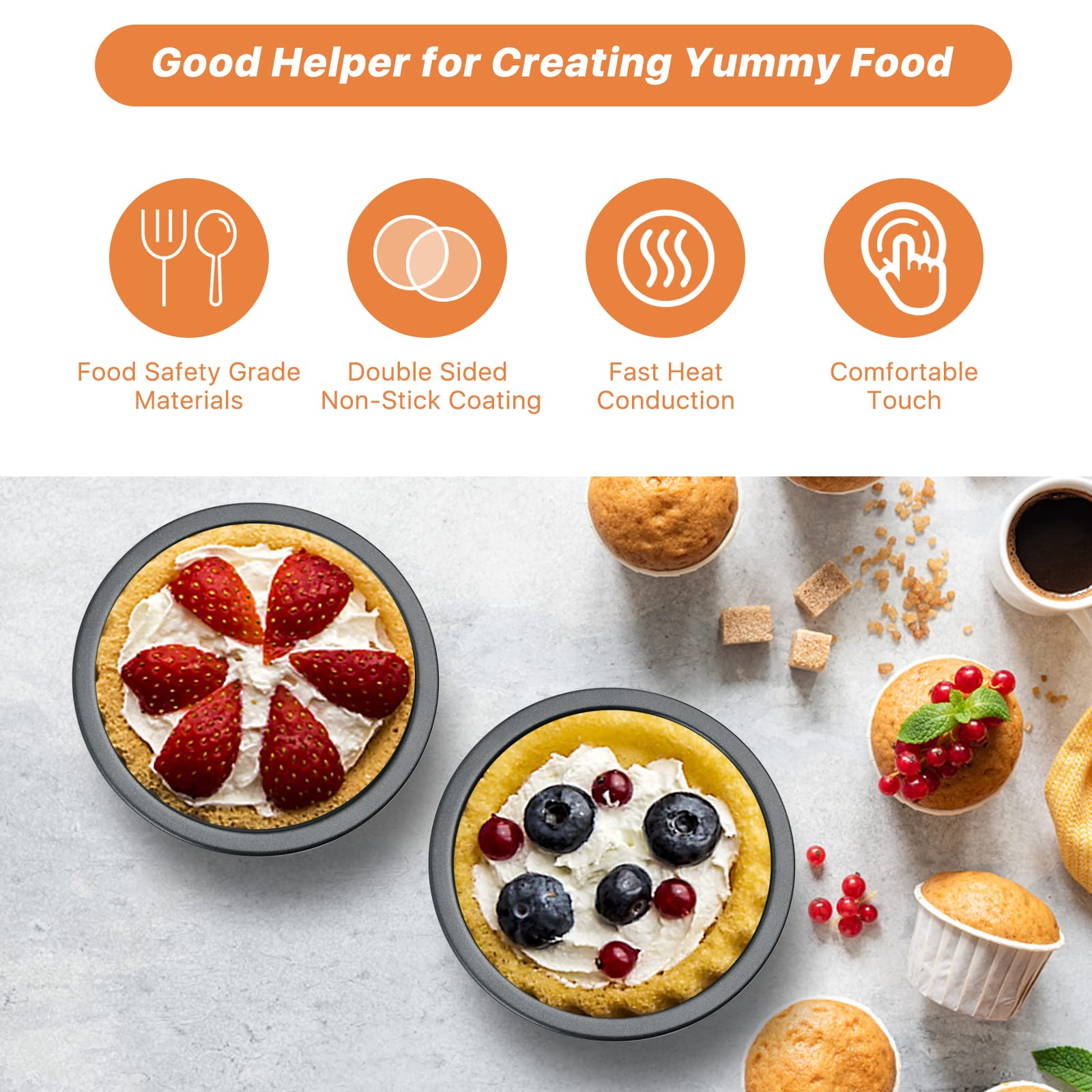 Aemygo 5 Inch Mini Pie Pans, 8 Pack Reusable Round Pie Tins Nonstick Pie Plate, Carbon Steel Mini Tart Pan, Small Cake Baking Se