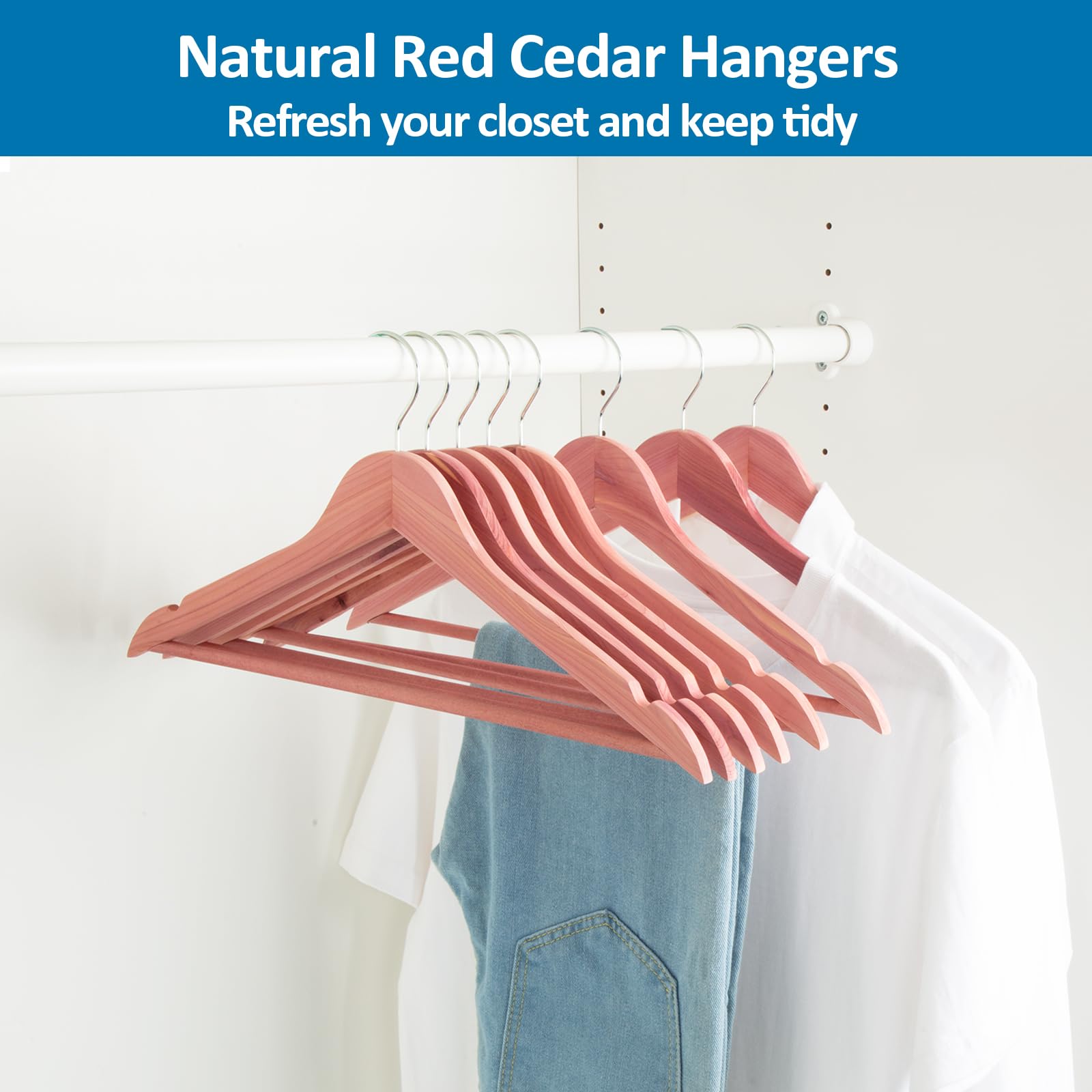 ROSOS Cedar Hangers for Closet 20 Pack  Wooden Hangers with Smooth Notches  Sturdy Cedar Wood Coat Hangers with 360 Rotating Hook Great for Refresh Closet