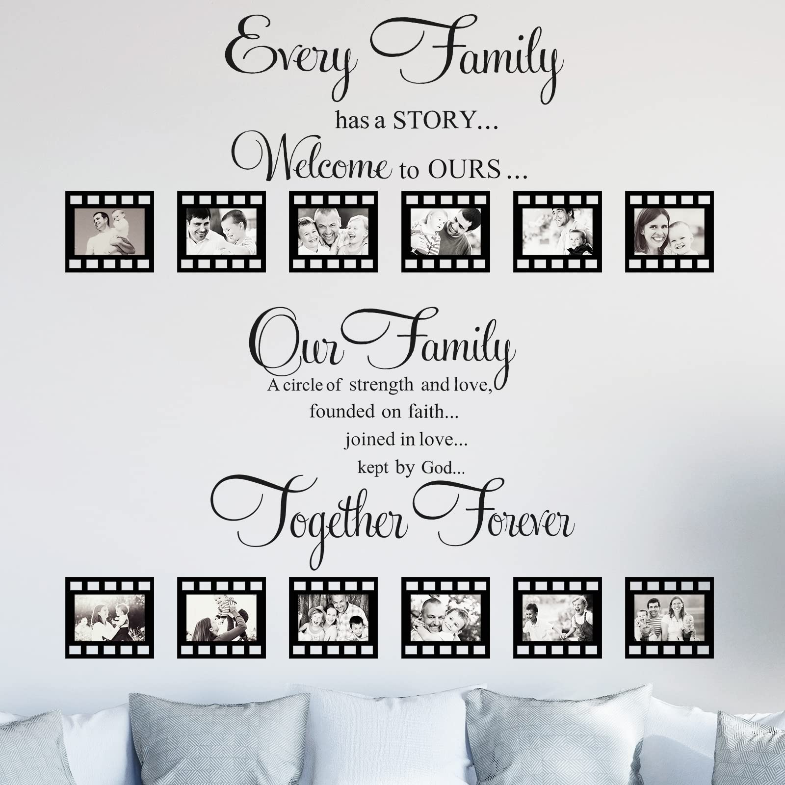 Family Wall Stickers Contains 12 Pieces Of Picture Frames, Every Family Has A Story Family Wall Stickers Our Family Is A Circle