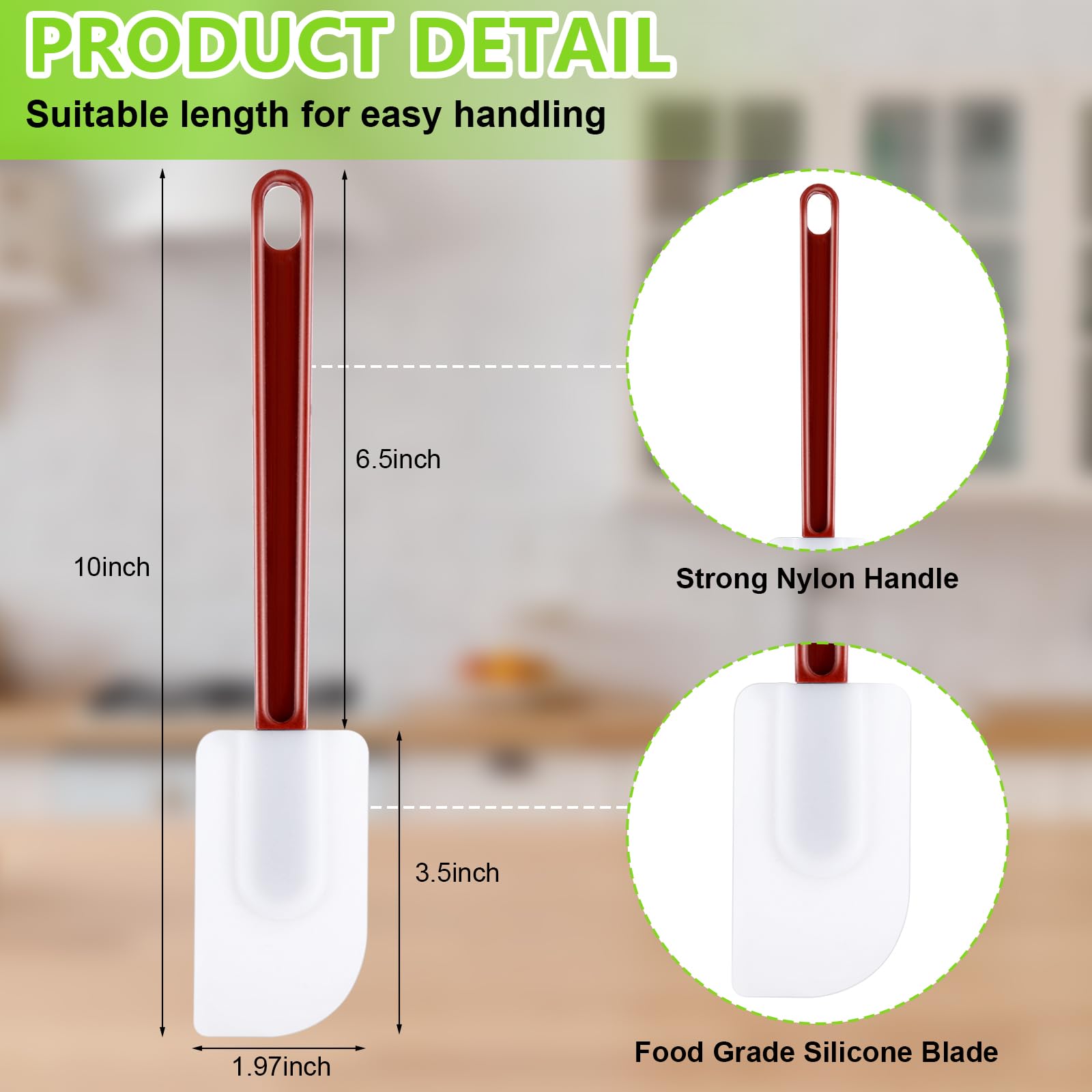 Dandat 9 Pcs Silicone Rubber Spatula, Commercial Spatula 500 Fahrenheit Heat Resistant, Non Stick Heavy Duty Scraper For Kitchen