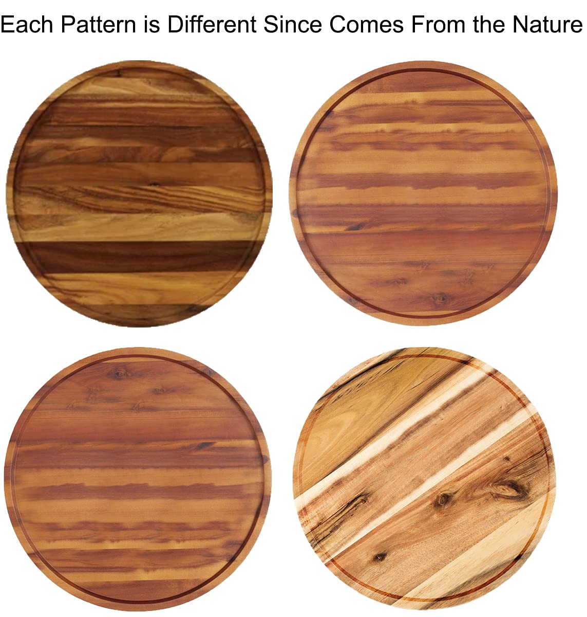 11'' Acacia Wood Lazy Susan Organizer Kitchen Turntable For Cabinet Pantry Table Organization