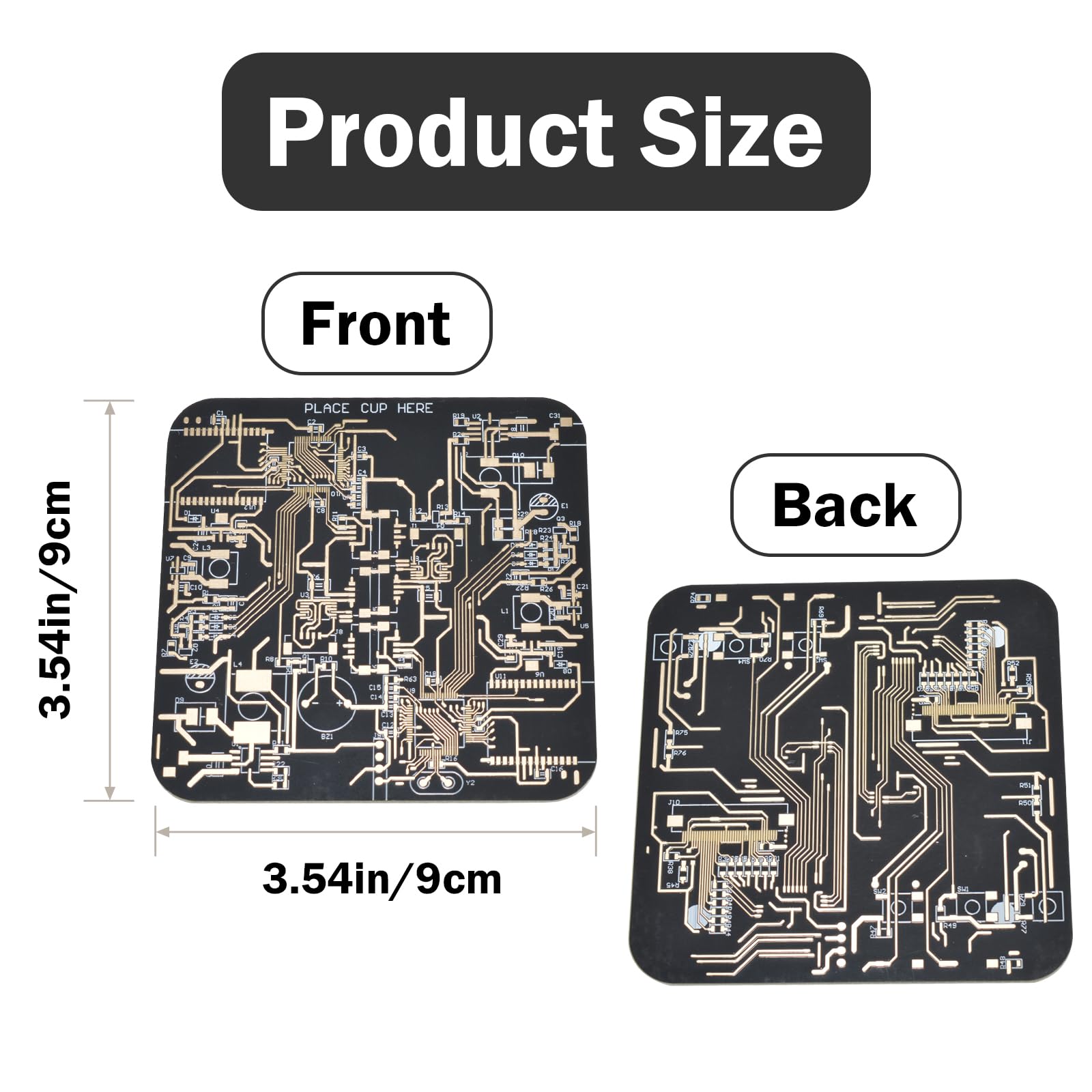 2 Pcs Circuit Board Coasters Coasters For Drinks In Pcb-Design Black Immersion Gold Circuit Board Coasters For Men Funny Drink C