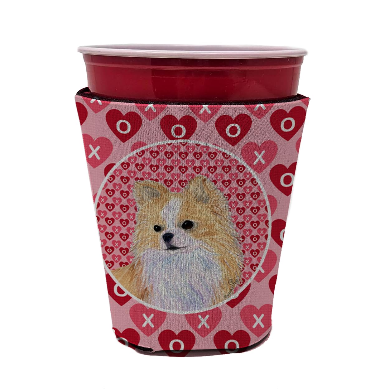 Caroline'S Treasures Ss4473Rsc Chihuahua Hearts Love And Valentine'S Day Red Cup Hugger Cup Cooler Sleeve Hugger Machine Washabl