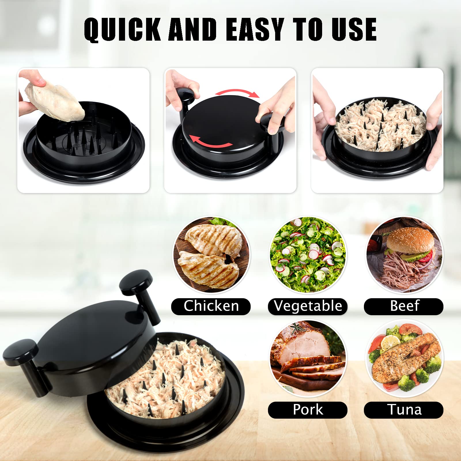 Bomis Chicken Shredder Shred Machine, Chicken Shredder Tool Twist, Meat Shredder With Handles And Non-Skid Base, Shred Machine T