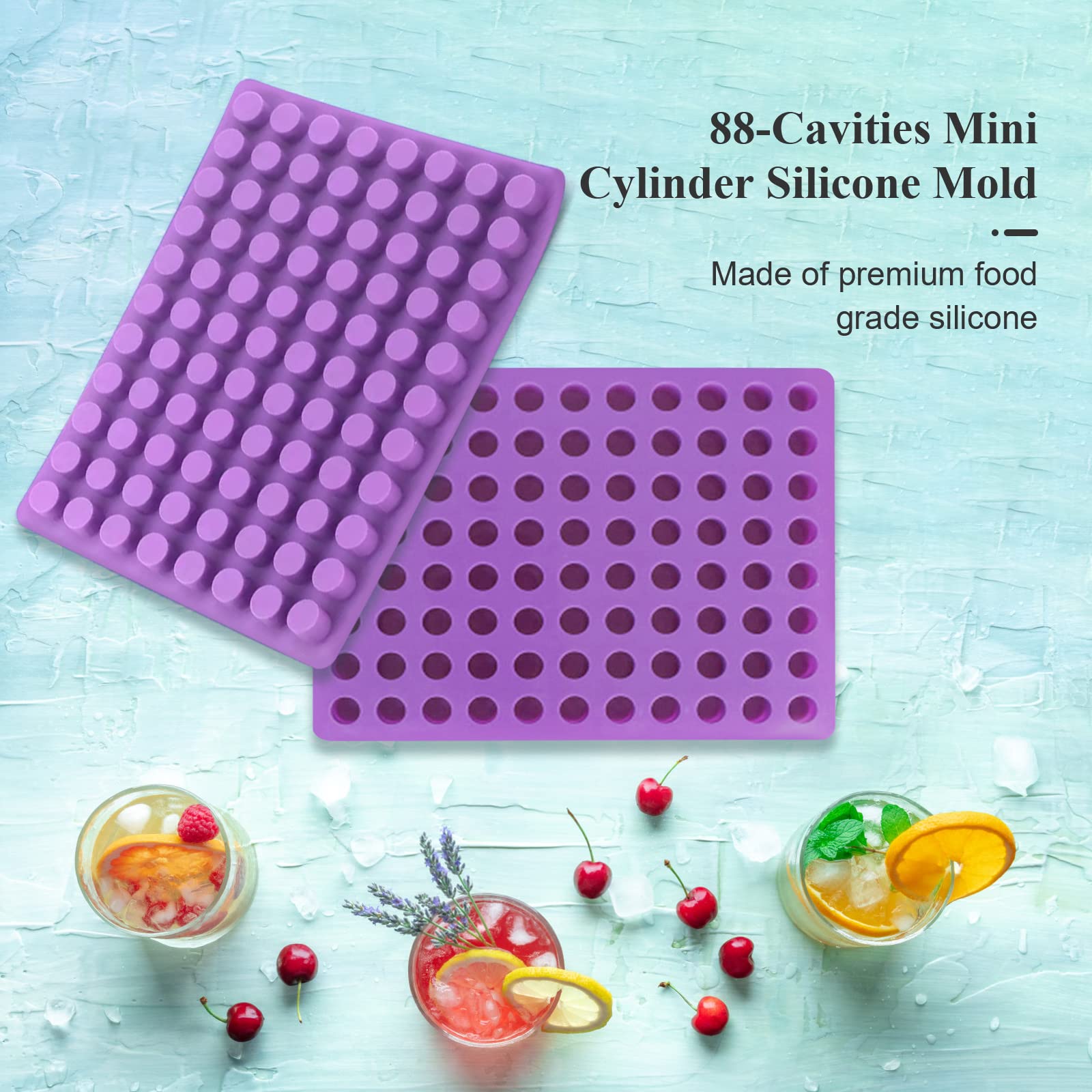 88-Cavities Mini Cylinder Silicone Mold Small Ice Mold Tray Round Silicone Candy Molds For Ice Cube Cake Decoration Chocolate Mo