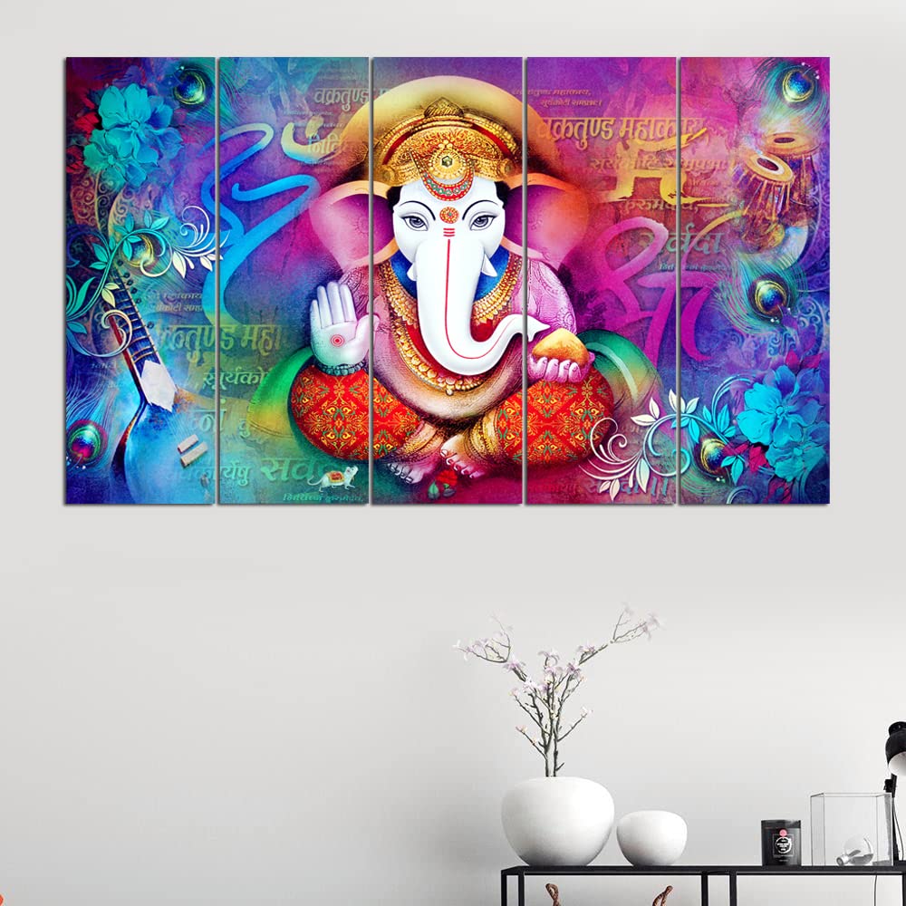 Maxstone Ganpati Big Size Wall Painting for Living Room, Bedroom, Home, Office, Drawing Room, Hotels Decor Wooden Framed Wall Ha