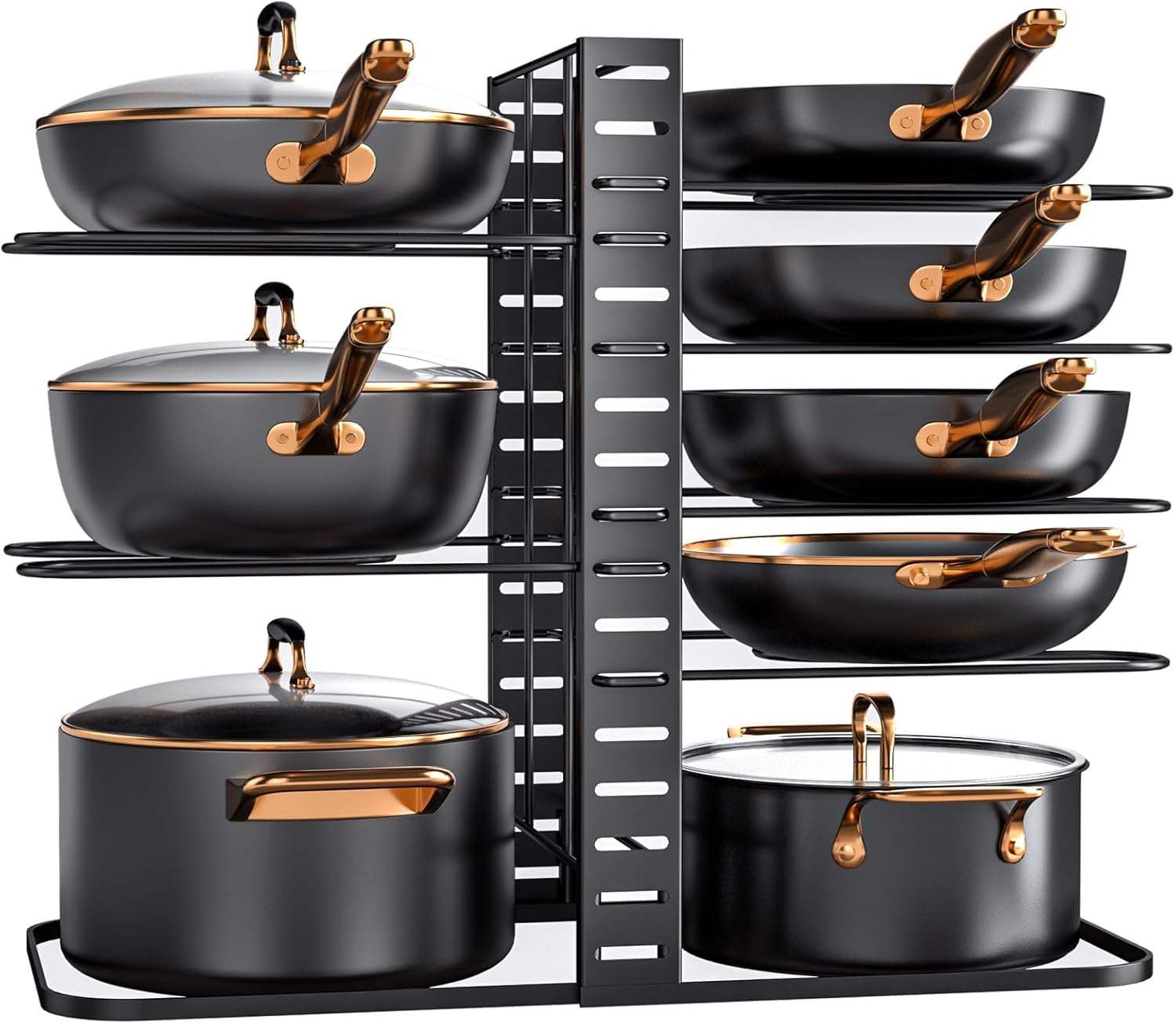 Geo Fashion Pots And Pans Organizer: 8Tier Rack Under Cabinet, Kitchen Cabinet Organizers And Storage, LightDuty Adjustable Po