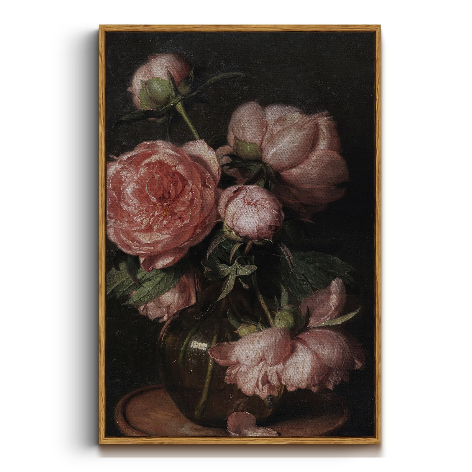 Insimsea Framed Canvas Wall Art | Vintage Botanical Canvas Wall Art Decor For Bedroom | Framed Floral Prints For Living Room | F