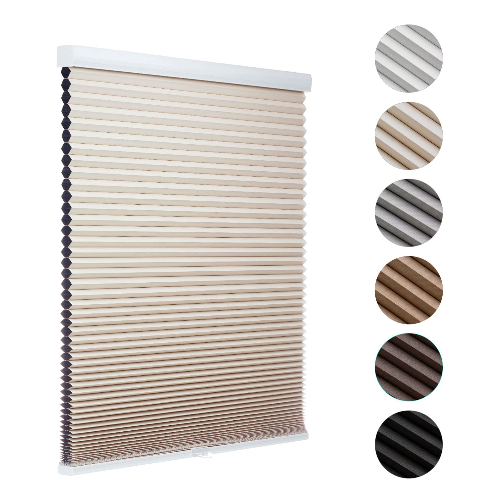 MYshade Blackout Cordless Cellular Shades Honeycomb Shade for Indoor Windows Room Darkening Blinds for Home Office Pull Down Win