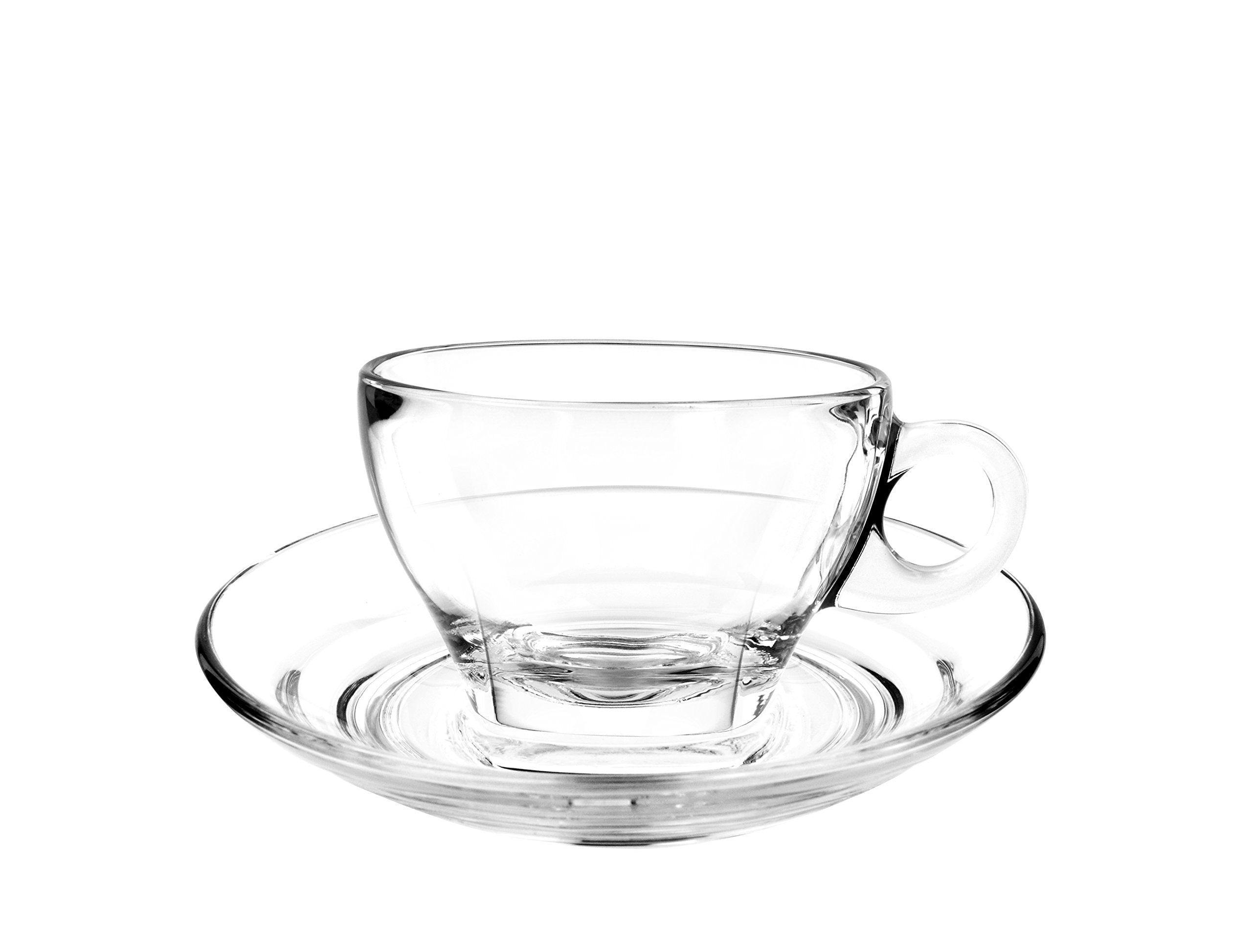 Cuisivin Caff   Collection Latte 9 Oz Cup And Saucer-Gift Box Set (2 Cups + 2 Saucers) Drinkware Cups With Saucers, Clear