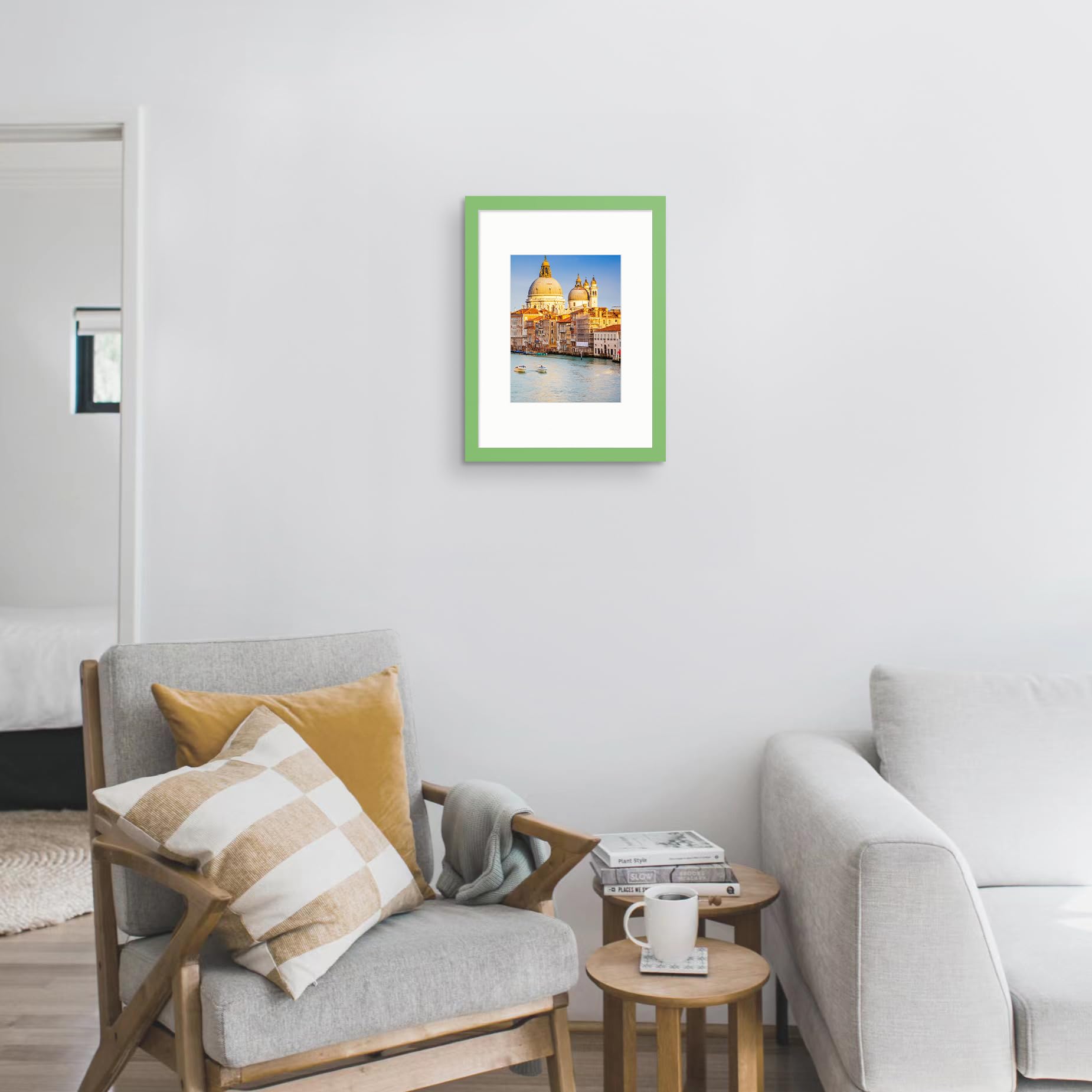 wyooxoo 8x12 Picture Frame Set of 2 Made of Solid Wood Green Photo Frames Display Pictures 6x8 with Mat or 8x12 Without Mat Colo