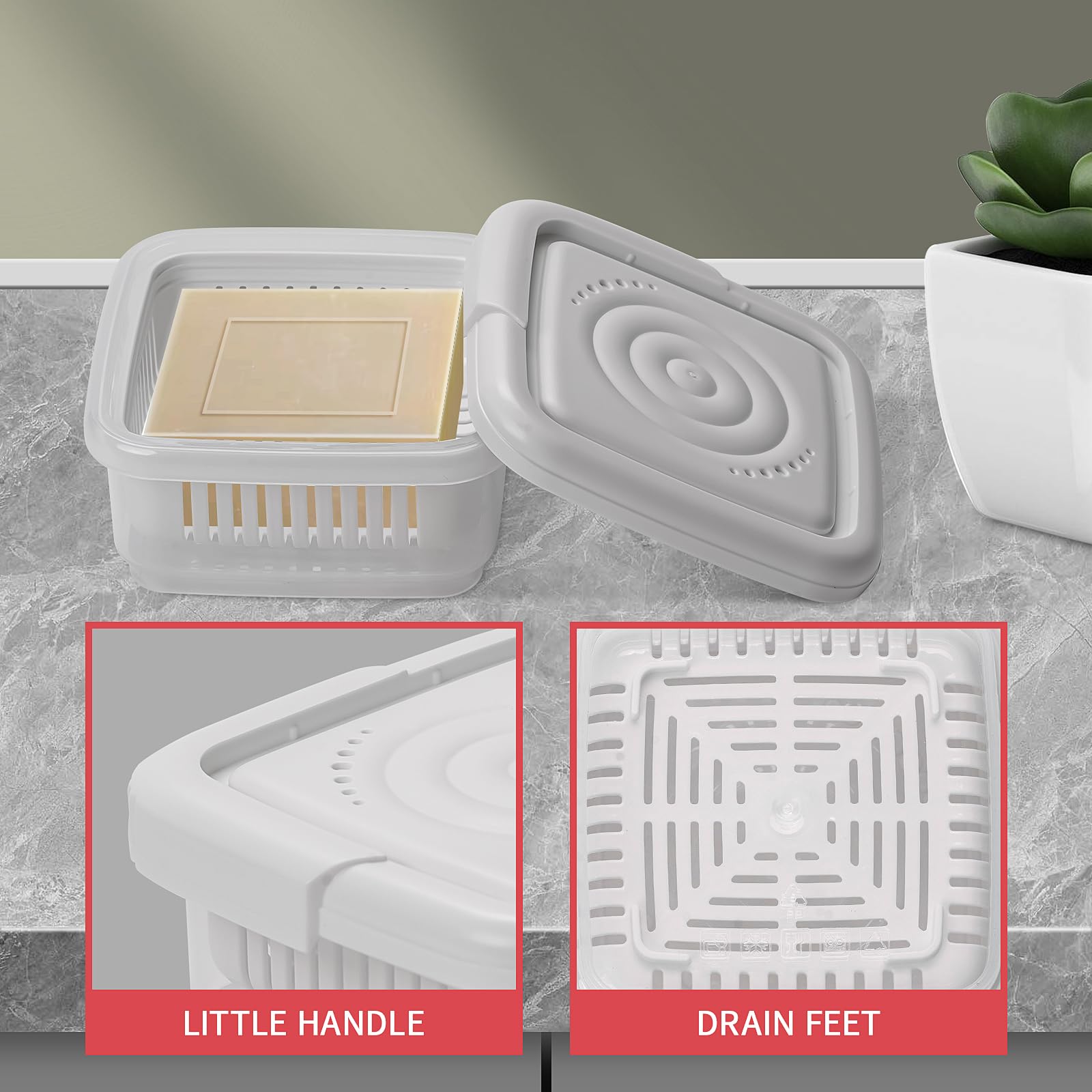 Square Soap Travel Case, Soap Dish With Lid Bar Soap Tray With Drain Rack For Bathroom Shower, Portable Soap Rest Holder For Gym