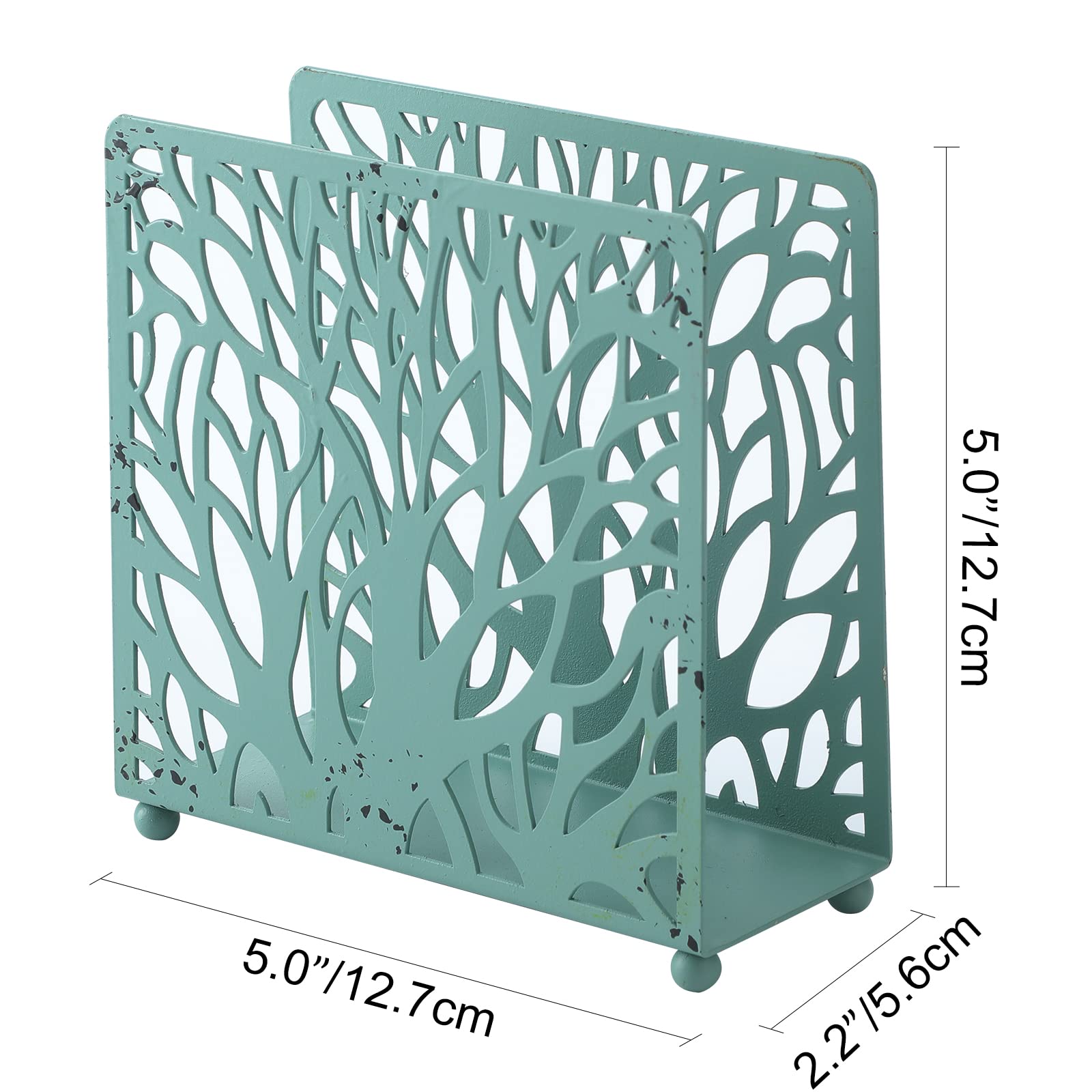 Farmhouse Blue Napkin Holder For Table, Vintage Metal Upright Rustic Napkin Holder Stand For Home Party Restaurant Picnic Kitche