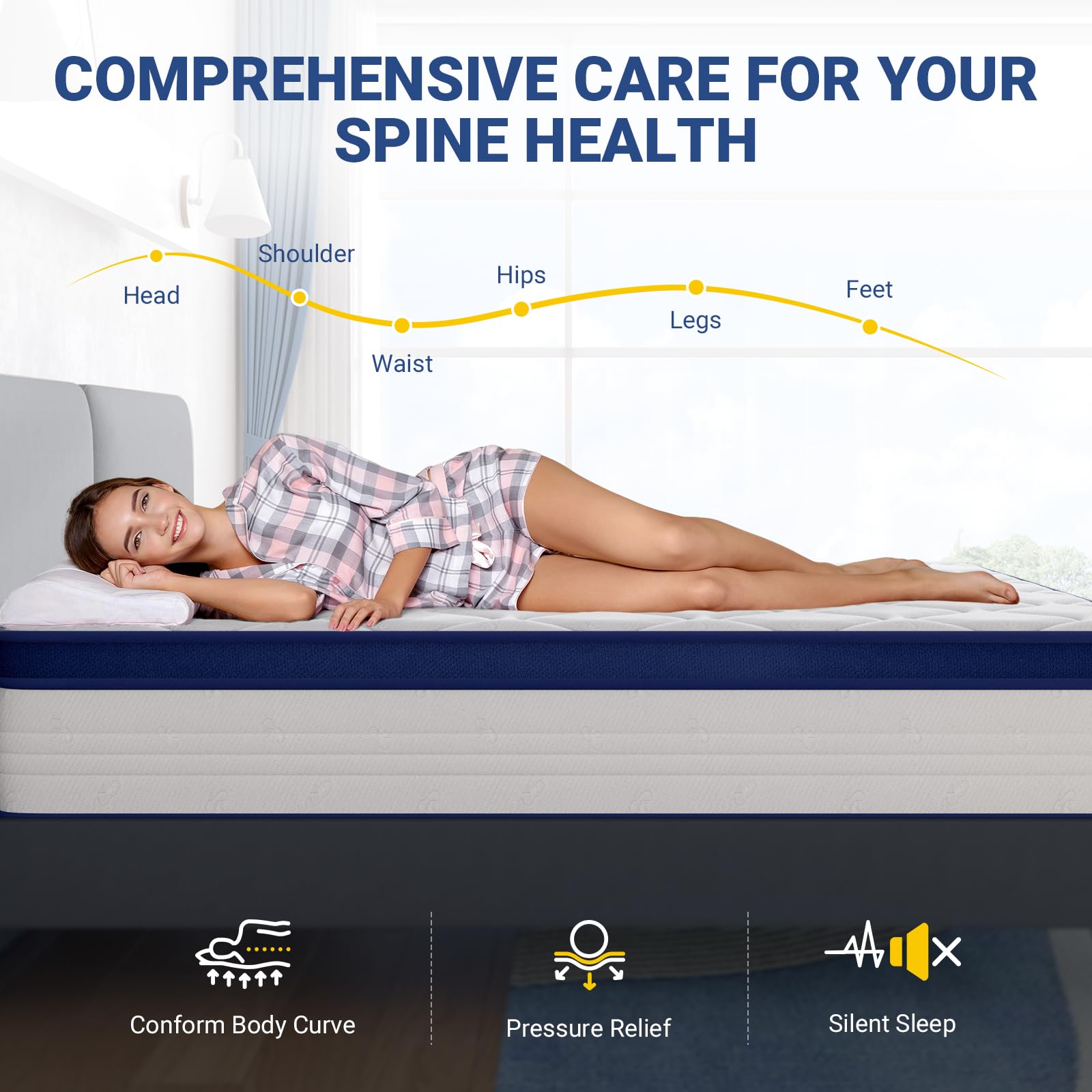 Avenco Full Size Mattress, 12 Inch Full Mattresses In A Box, Hybrid Spring Mattresses With Comfort Foam And Pocket Coils For Pre