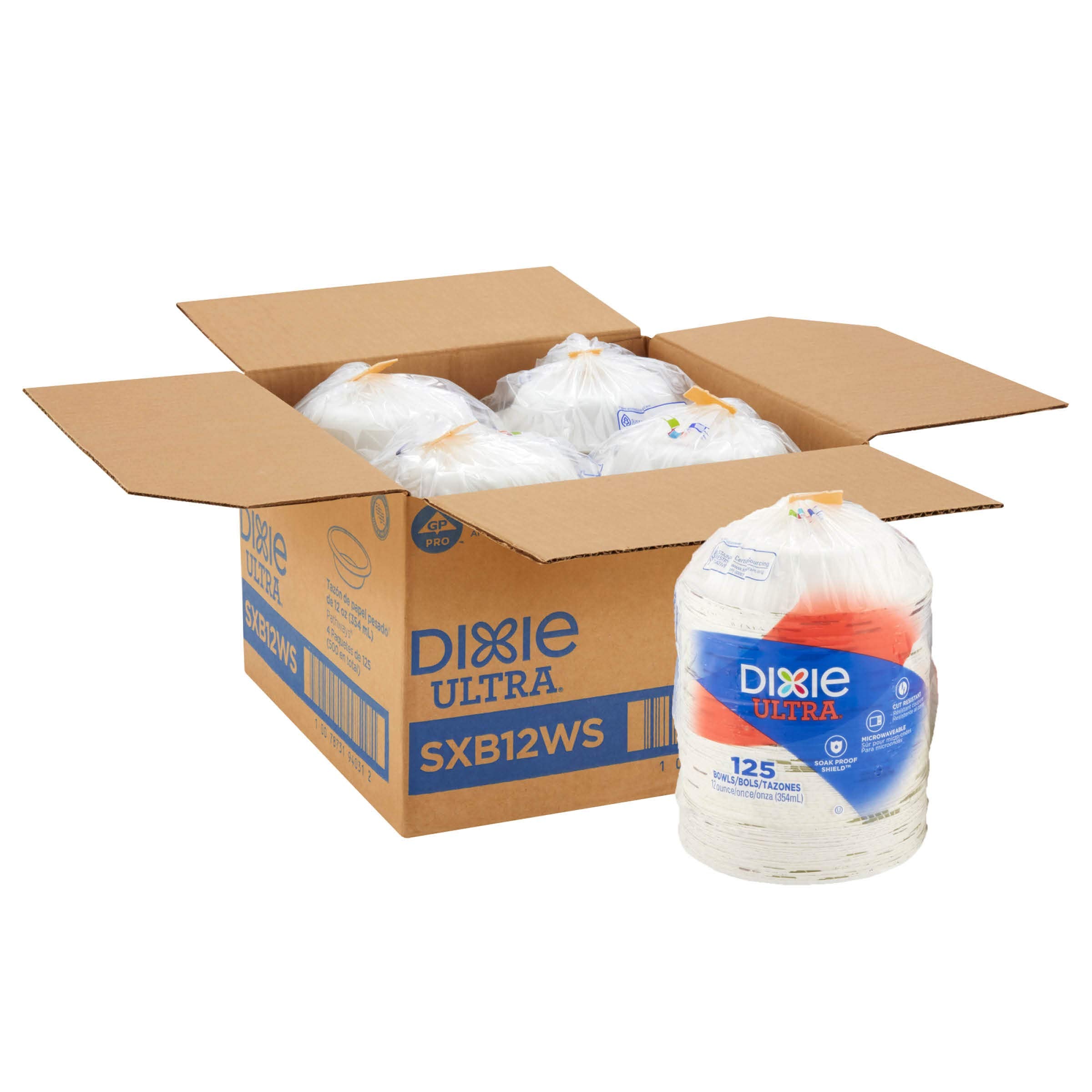 Georgia-Pacific Dixie Ultra 12 Oz. Heavy-Weight Paper Bowls By Gp Pro (Georgia-Pacific),Pathways,Sxb12Ws (Case),500 Count (125 B