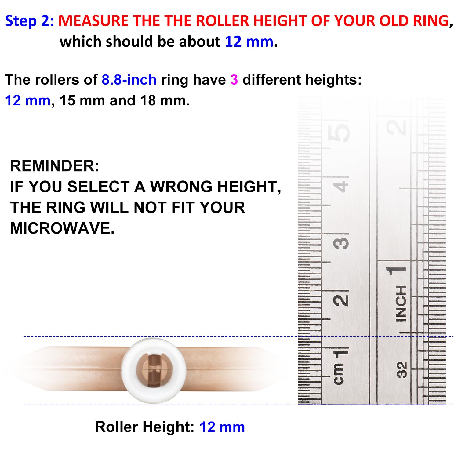 Jolaxy 8.8'' Microwave Turntable Ring with 12 mm Rollers  Microwave Oven Tray Support  Glass Plate Rotating Roller Ring  Ring Outer Diameter 8.8 inches (22.2 cm)  Roller Height 12 mm
