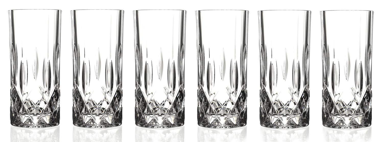 Lorren Home Trends High Ball Glass, 6 Count (Pack of 1), Clear