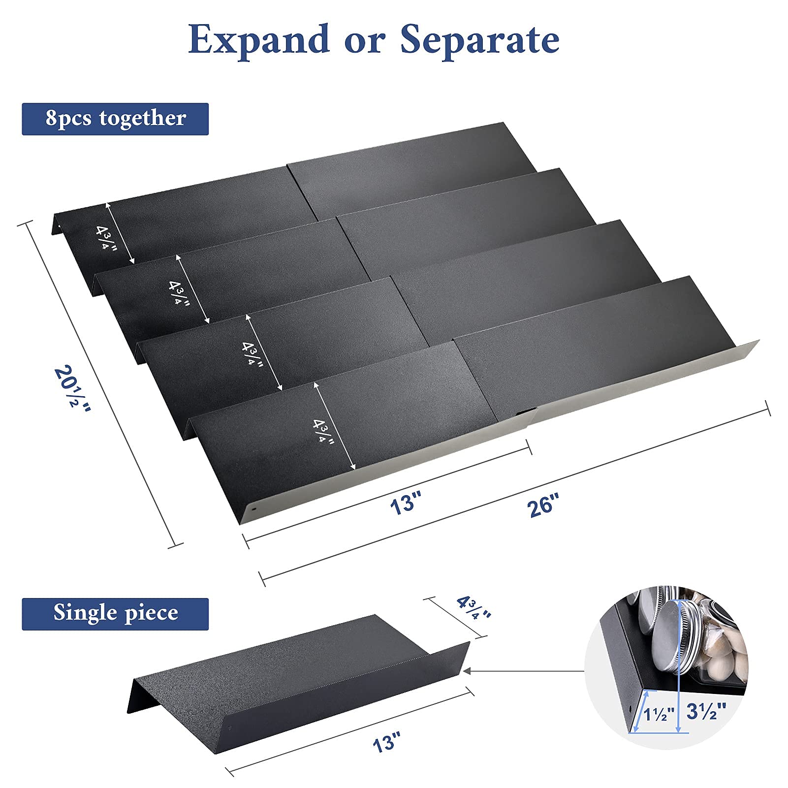Mulush Metal Spice Rack Tray - 64 Jars Spice Drawer Organizer for Kitchen Cabinets Storage and Organization