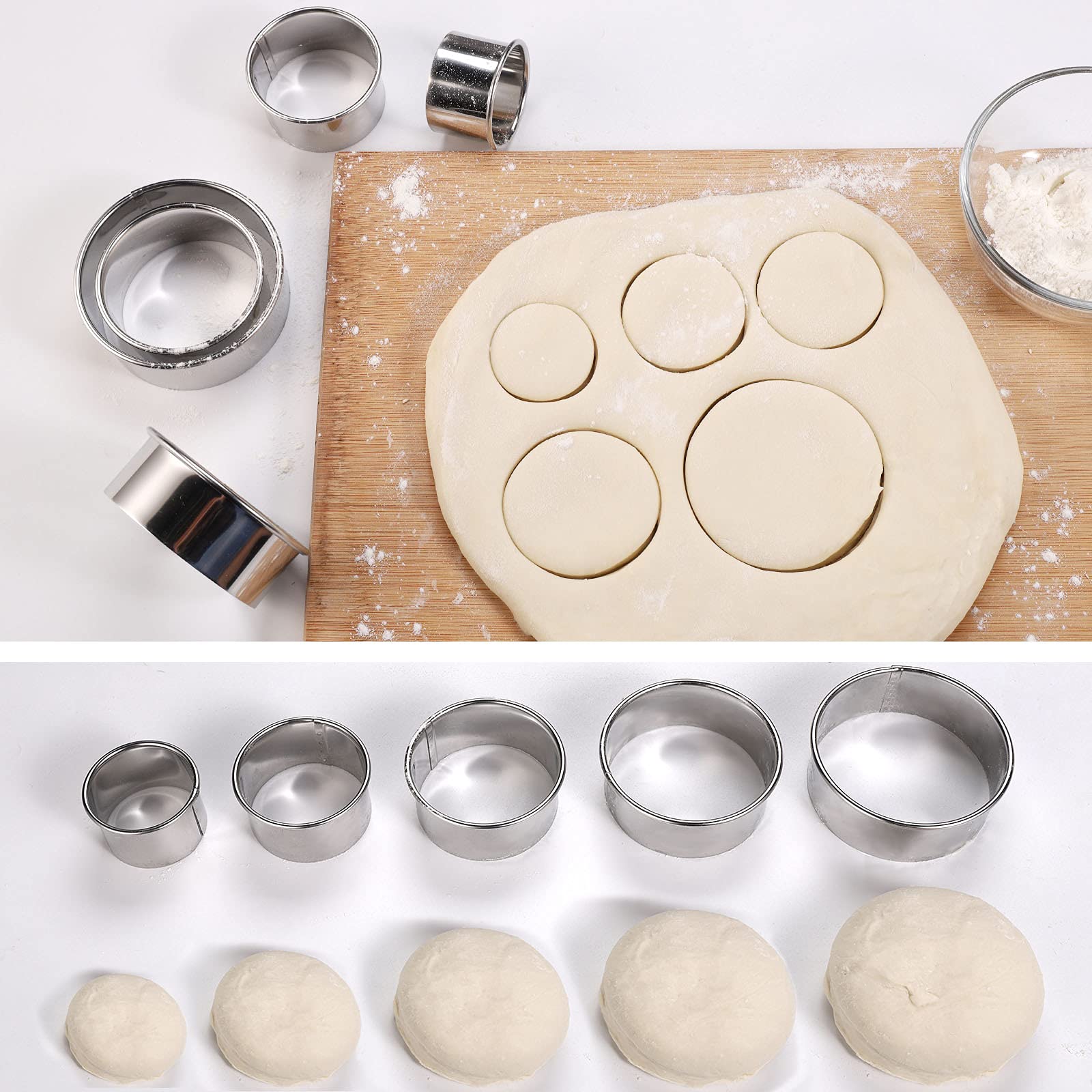 Kspowwin Biscuit Cookie Cutters Set,Stainless Steel Circle Round Cookie Biscuit Cutters In Graduated Sizes Shape Molds For Pastr
