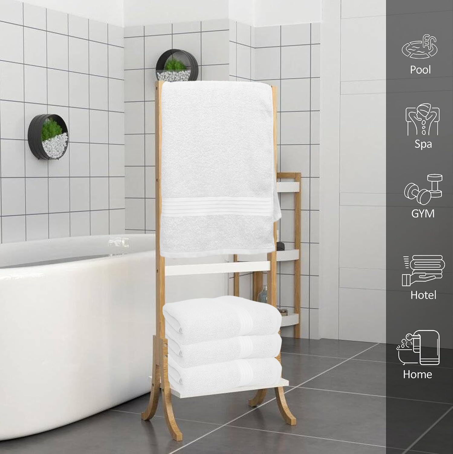 Textila 100% Cotton Large Bath Towels - 27X54 (4-Pack, White) - Highly Absorbent, Super Soft, And Luxurious For Bathroom, Pool,