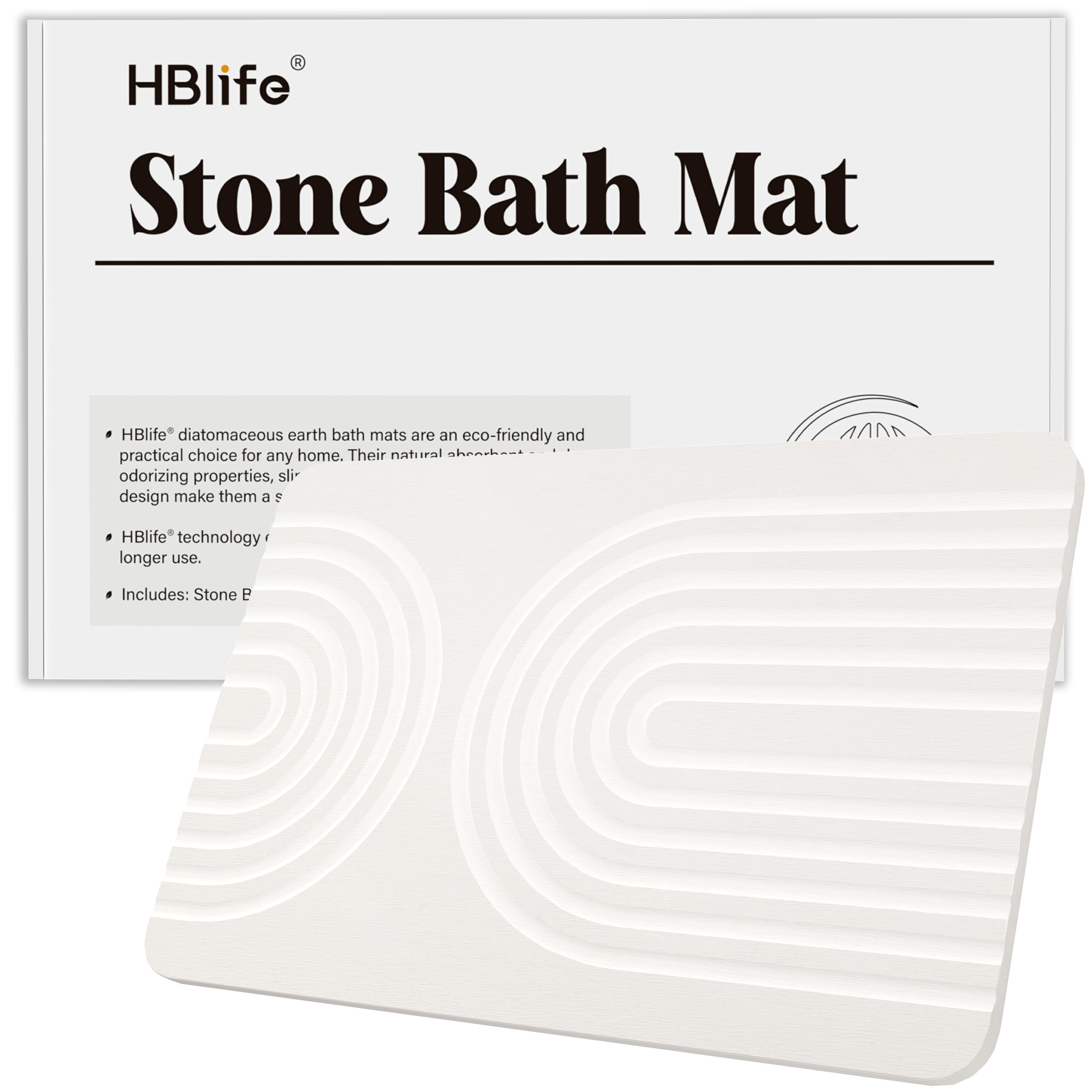 Hblife 23.5'' X 15'' Stone Bath Mat, Quick Dry Bath Mats For Bathroom, Non Slip Bathroom Floor Mat Bathtub Mat, Stone Dish Dryin