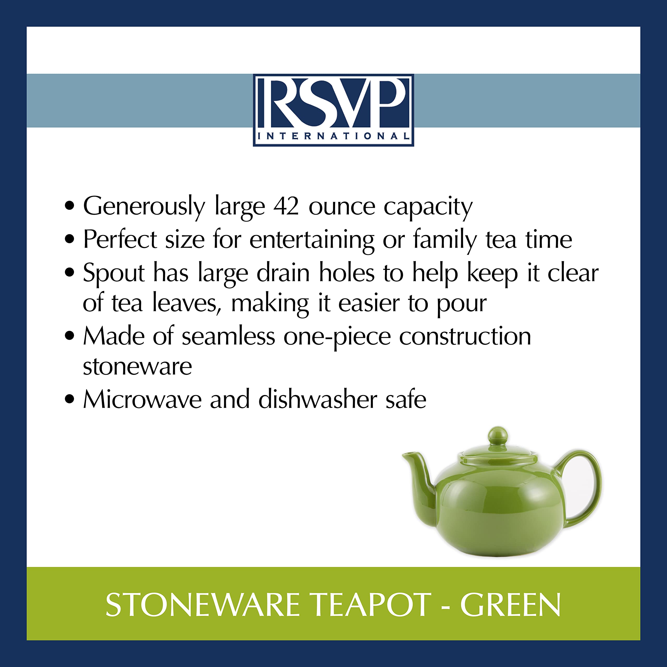 RSVP International Stoneware Teapot  Green