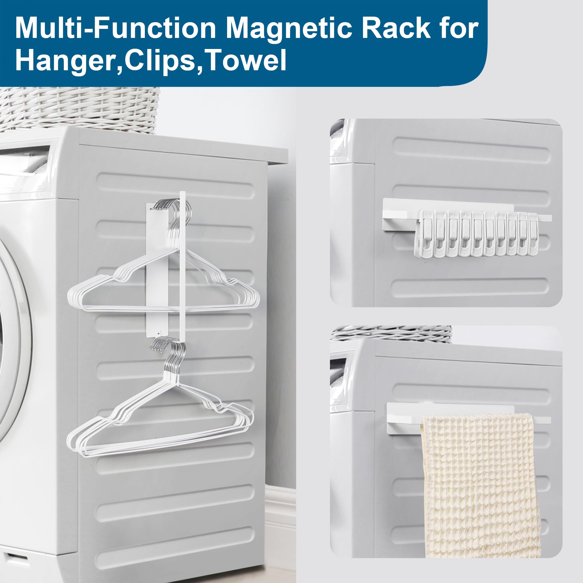 Easttowest Magnetic Hanger Organizer Stacker,Clothes Hanger Storage Rack,Hanger Holder For Closet Laundry Room Washing Machine,W
