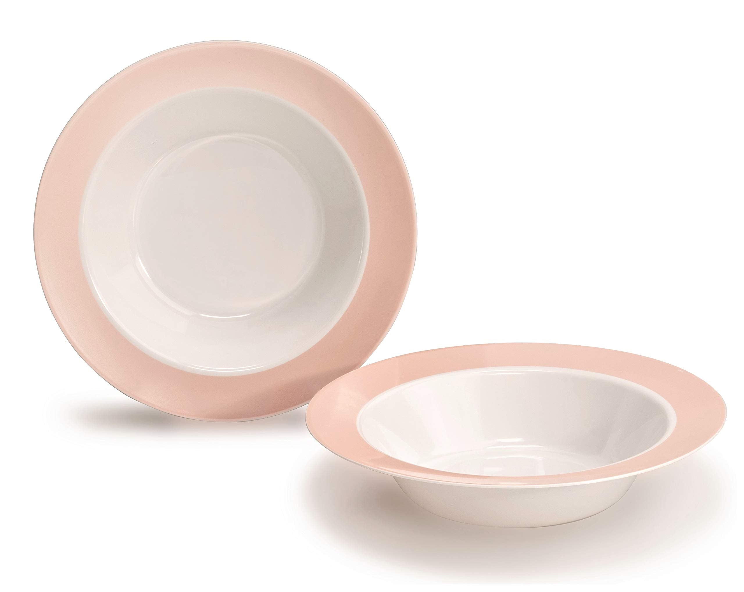 ' Occasions '' 40 Pieces Plates Pack, Disposable Wedding Party Plastic Bowls (12 Oz Soup Bowl, White In White & Pearled Pink Bl