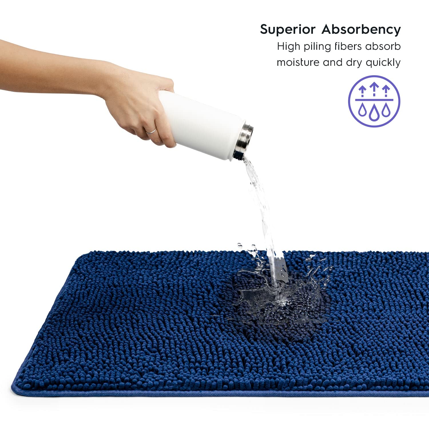 Tafts Bathroom Rugs, Extra-Thick Memory Foam Bath Mat, Ultra-Soft Chenille Microfiber, Highly Absorbent, Machine Washable, Shagg