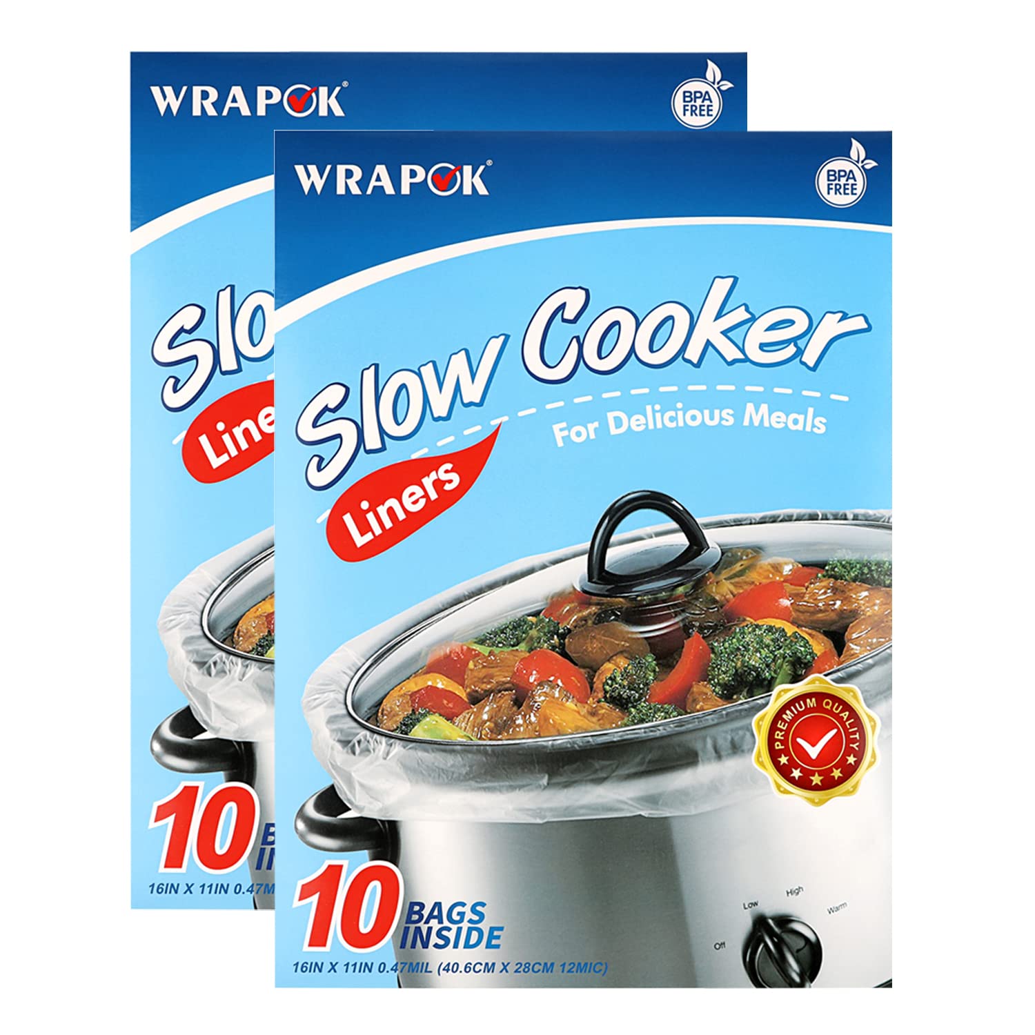 Wrapok Slow Cooker Liners Kitchen Disposable Cooking Bags Bpa Free For Oval Or Round Pot, Small Size 11 X 16 Inch, Fits 1 To 3 Q