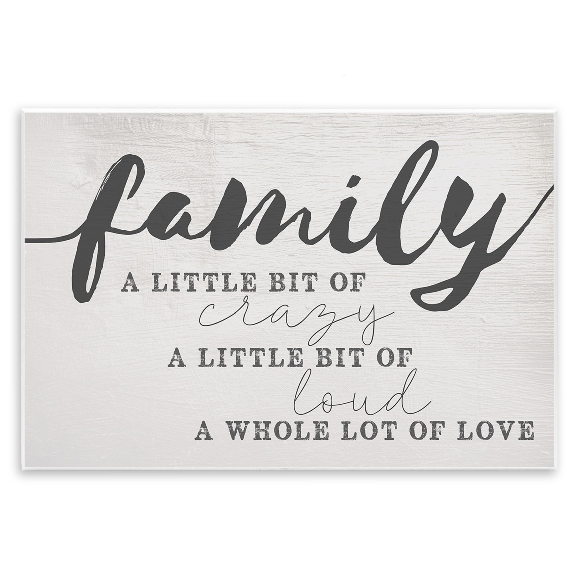 Stupell Industries Family Crazy Loud Love Inspirational Word Design Wall Plaque, Multi-Color 13 X 19