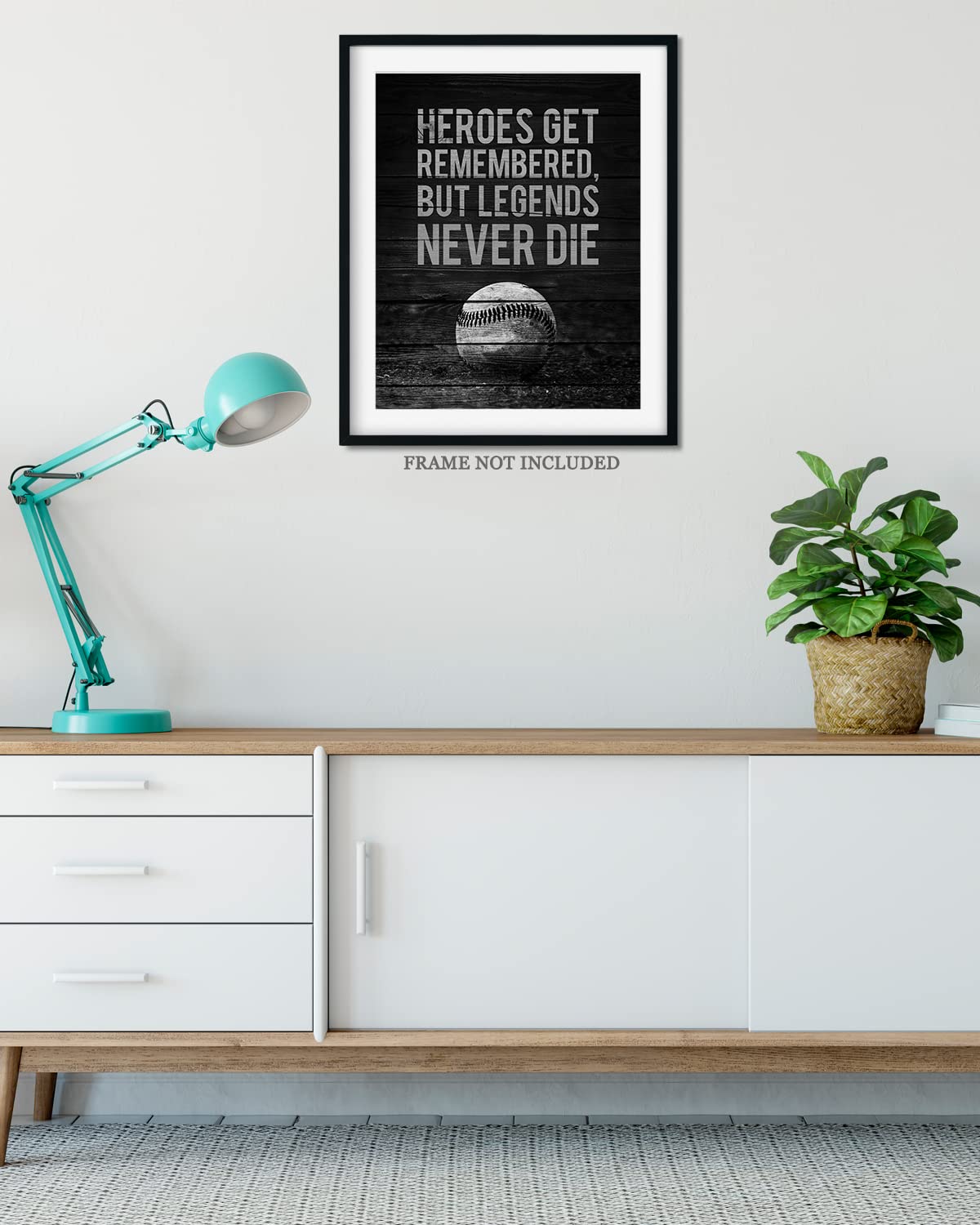 Heroes Get Remembered Legends Never Die - Baseball Motivational Sports Quotes - Baseball Wall Art For Boys Bedroom, Baseball Coa